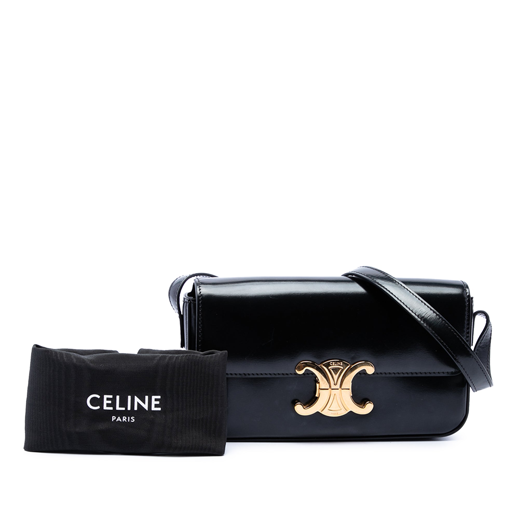 Celine Shiny Calfskin Triomphe Claude Shoulder Bag - image 7