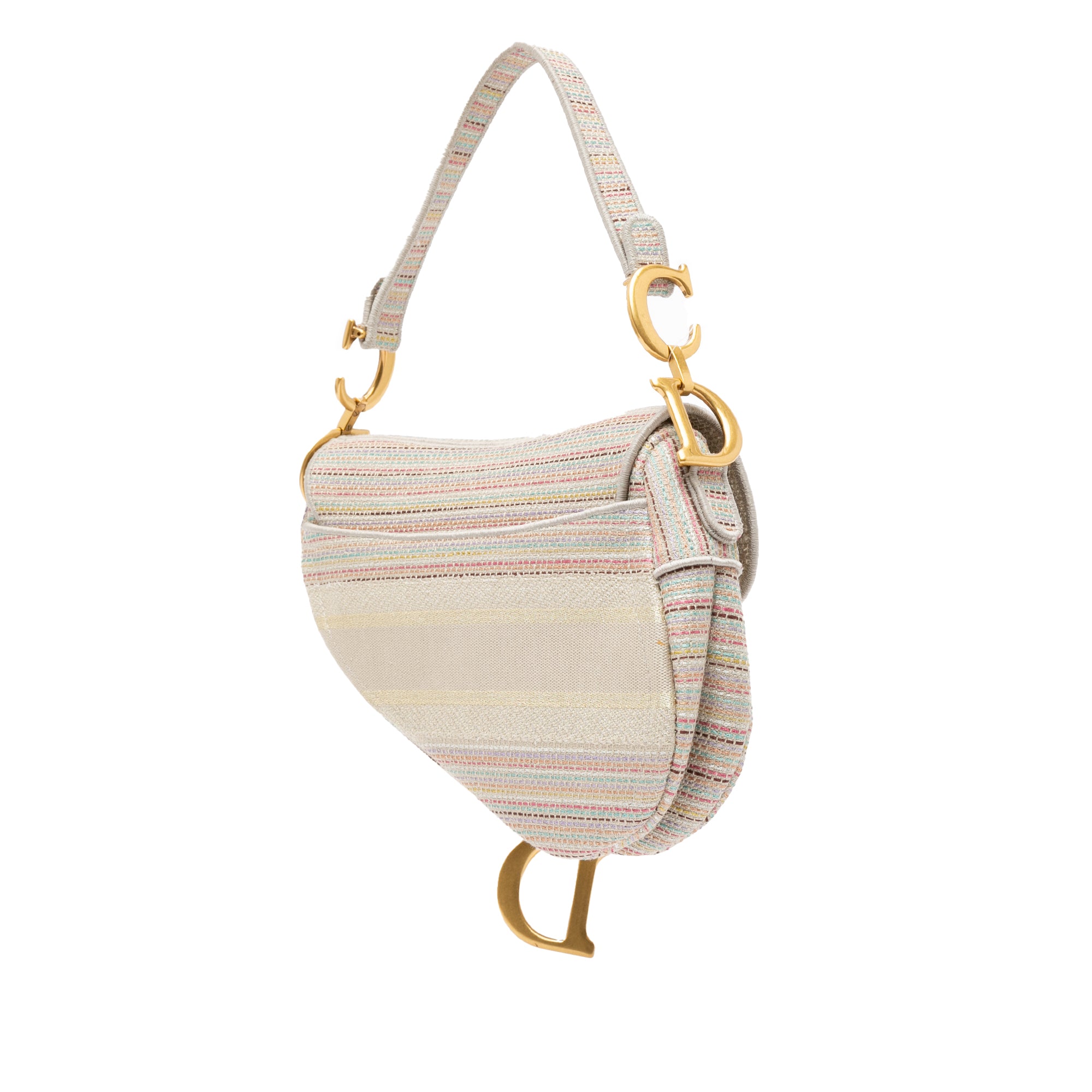 Dior Canvas Embroidered Stripes Saddle Bag - image 2
