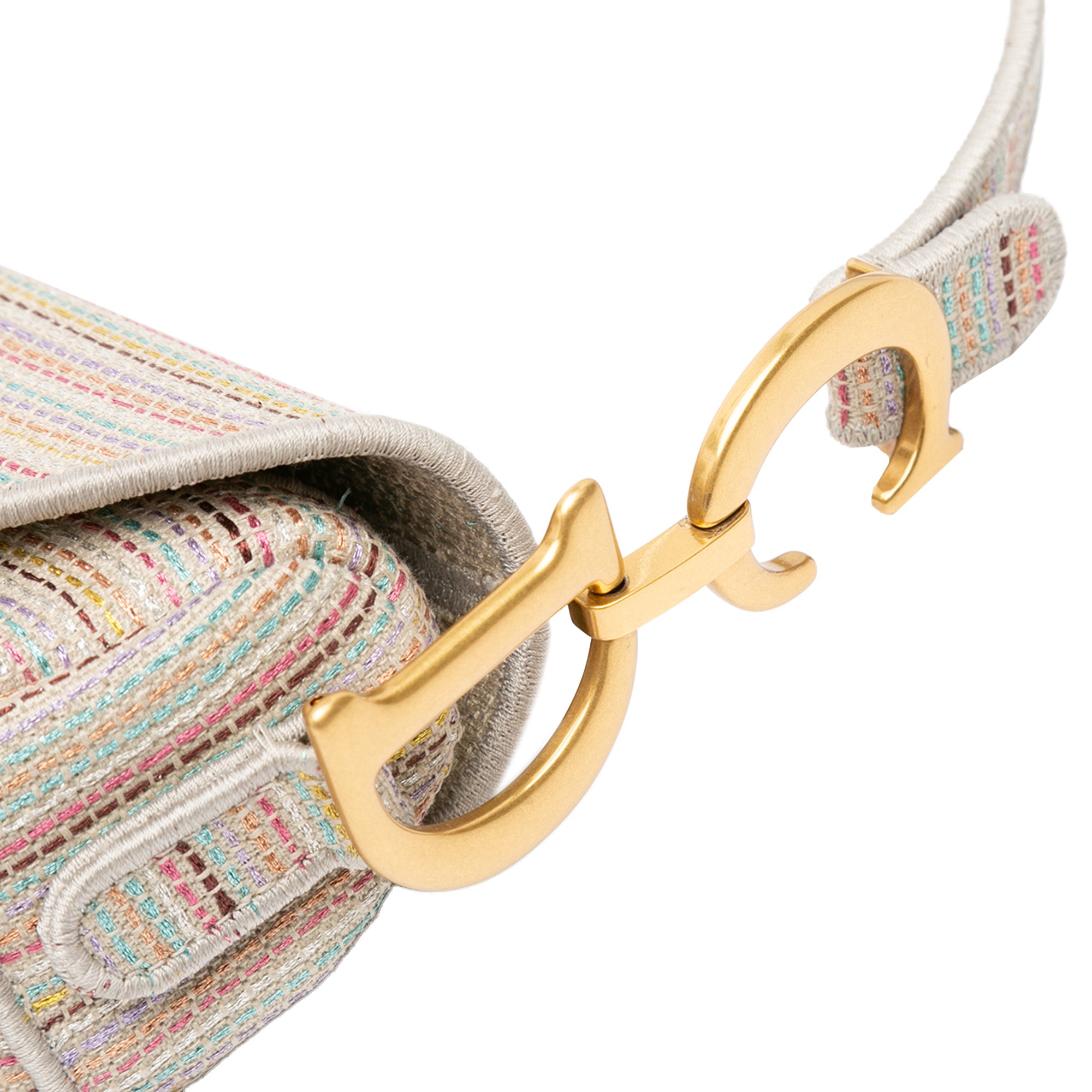 Dior Canvas Embroidered Stripes Saddle Bag - image 7