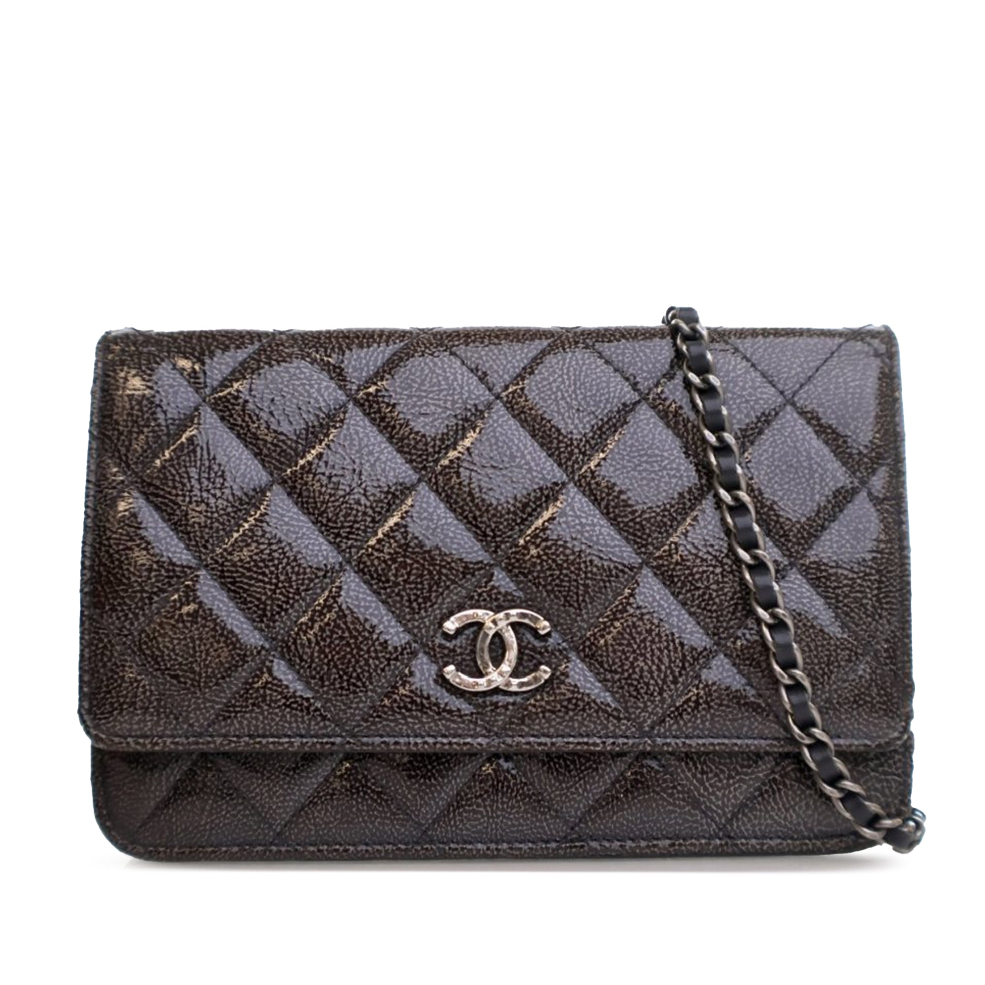 Chanel CC Quilted Shiny Crumpled Calfskin Wallet on Chain - image 1
