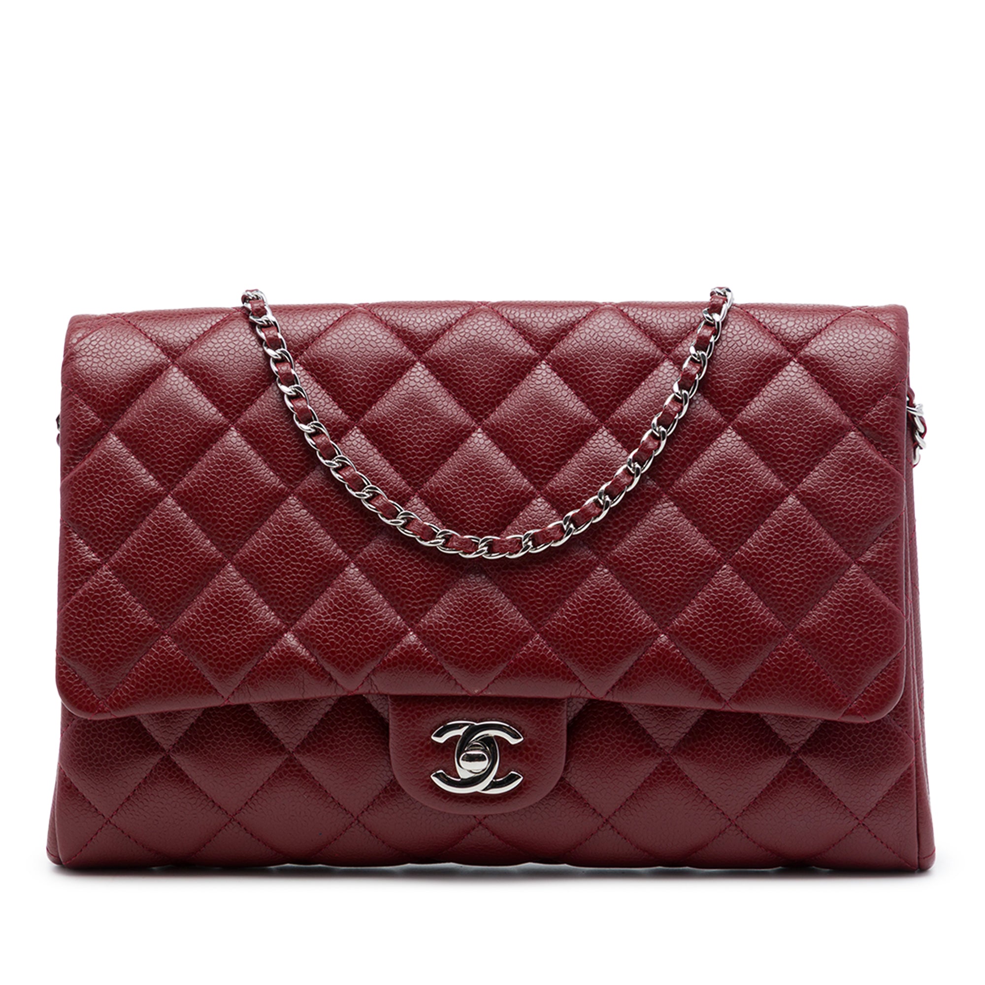 Chanel CC Quilted Caviar Flap Clutch with Chain - image 1