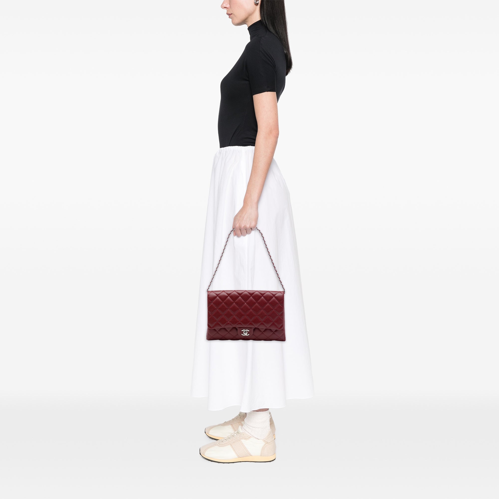 Chanel CC Quilted Caviar Flap Clutch with Chain - image 6