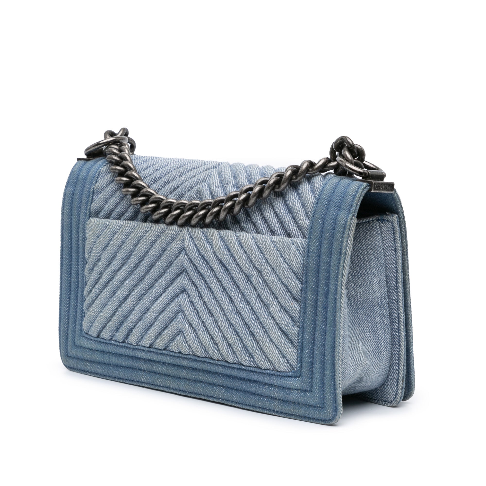 Chanel Old Medium Chevron Denim Boy Flap - image 2