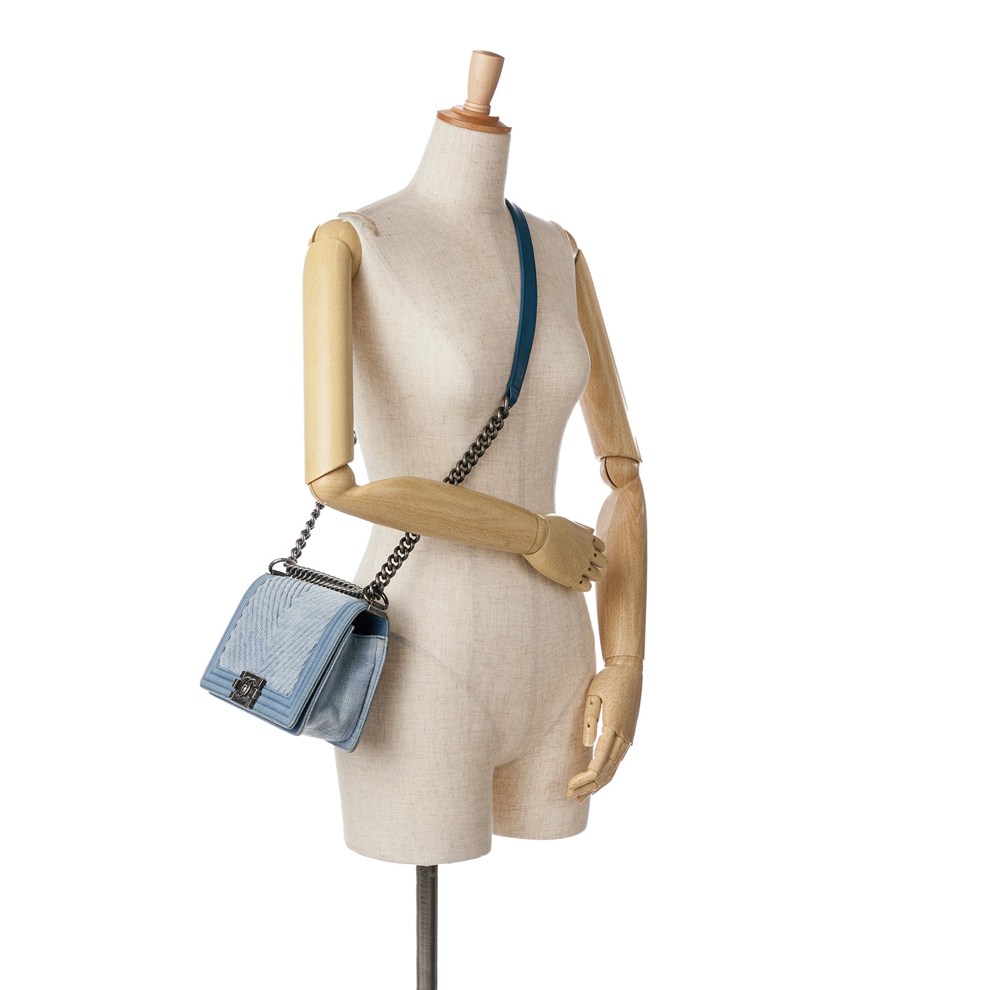 Chanel Old Medium Chevron Denim Boy Flap - image 6