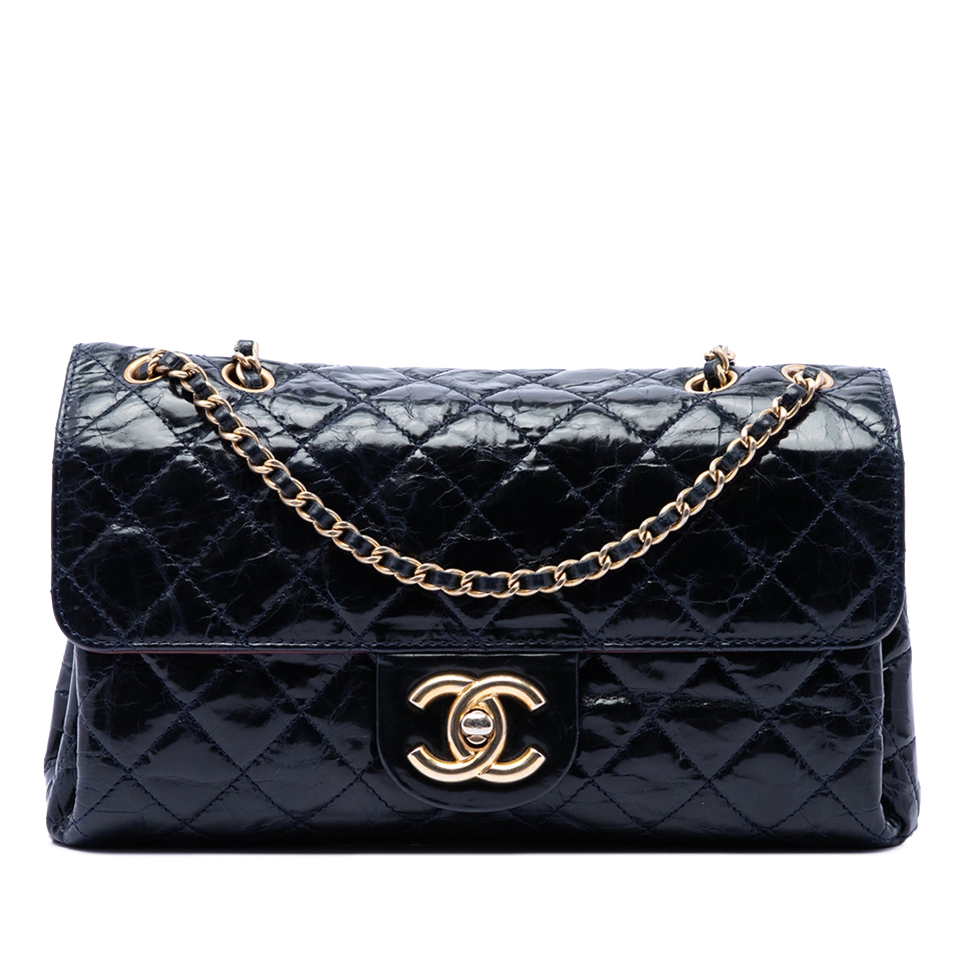 Chanel CC Quilted Aged Glazed Calfskin Accordion Flap - image 1