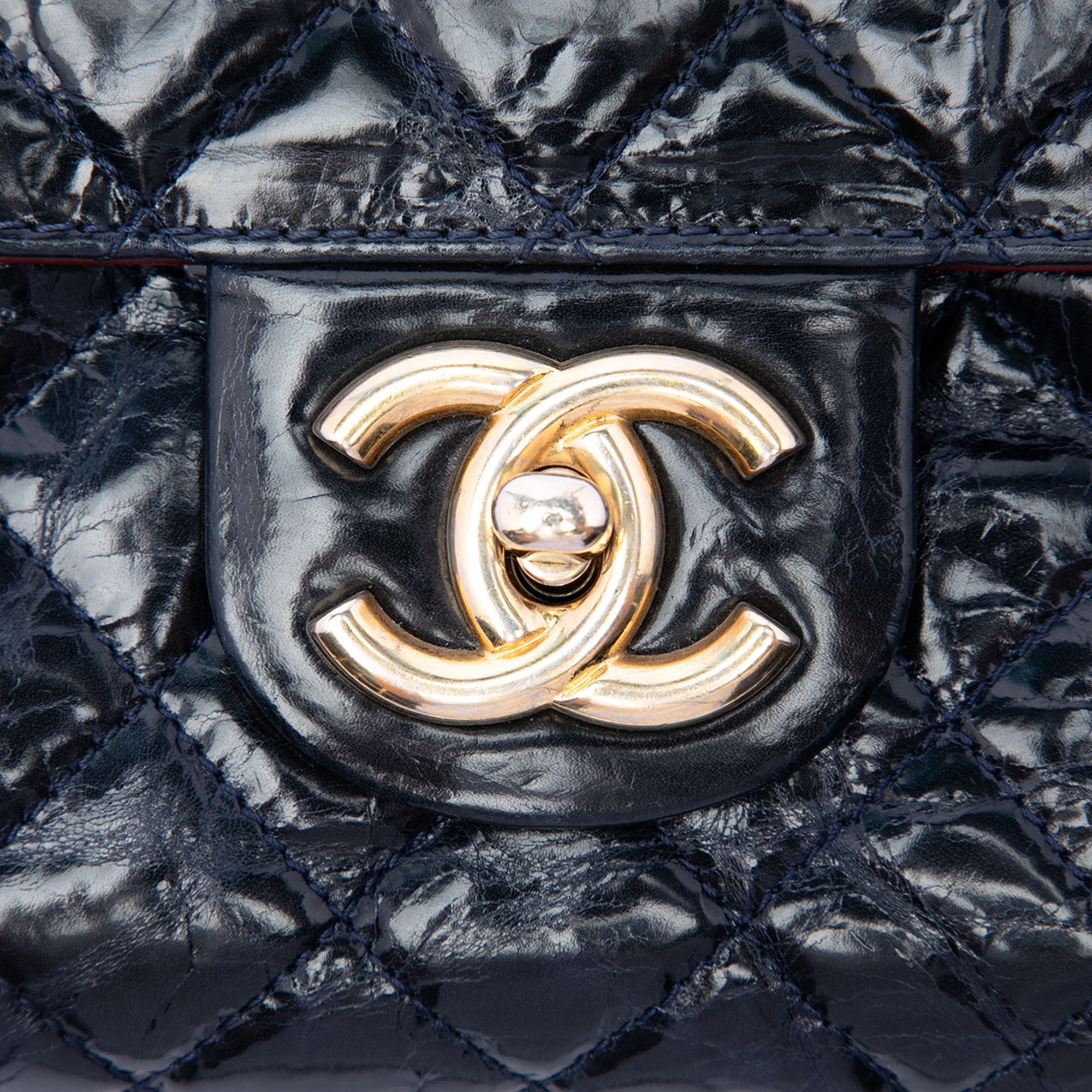 Chanel CC Quilted Aged Glazed Calfskin Accordion Flap - image 5