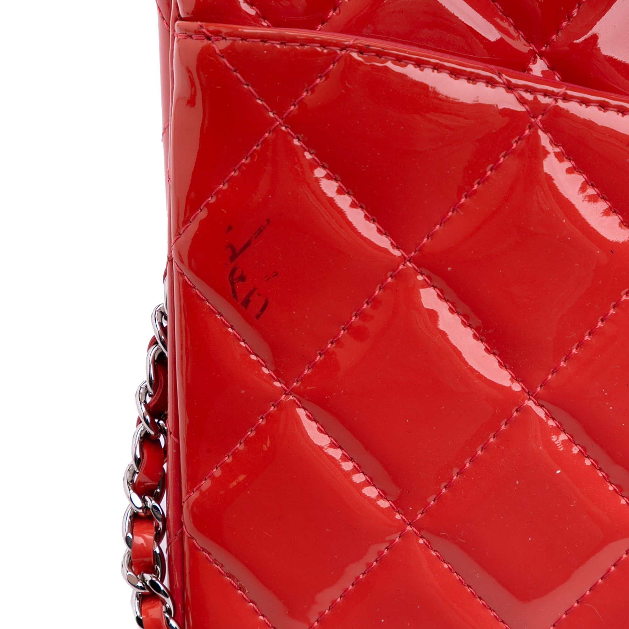 Chanel CC Quilted Patent Clutch with Chain - image 10