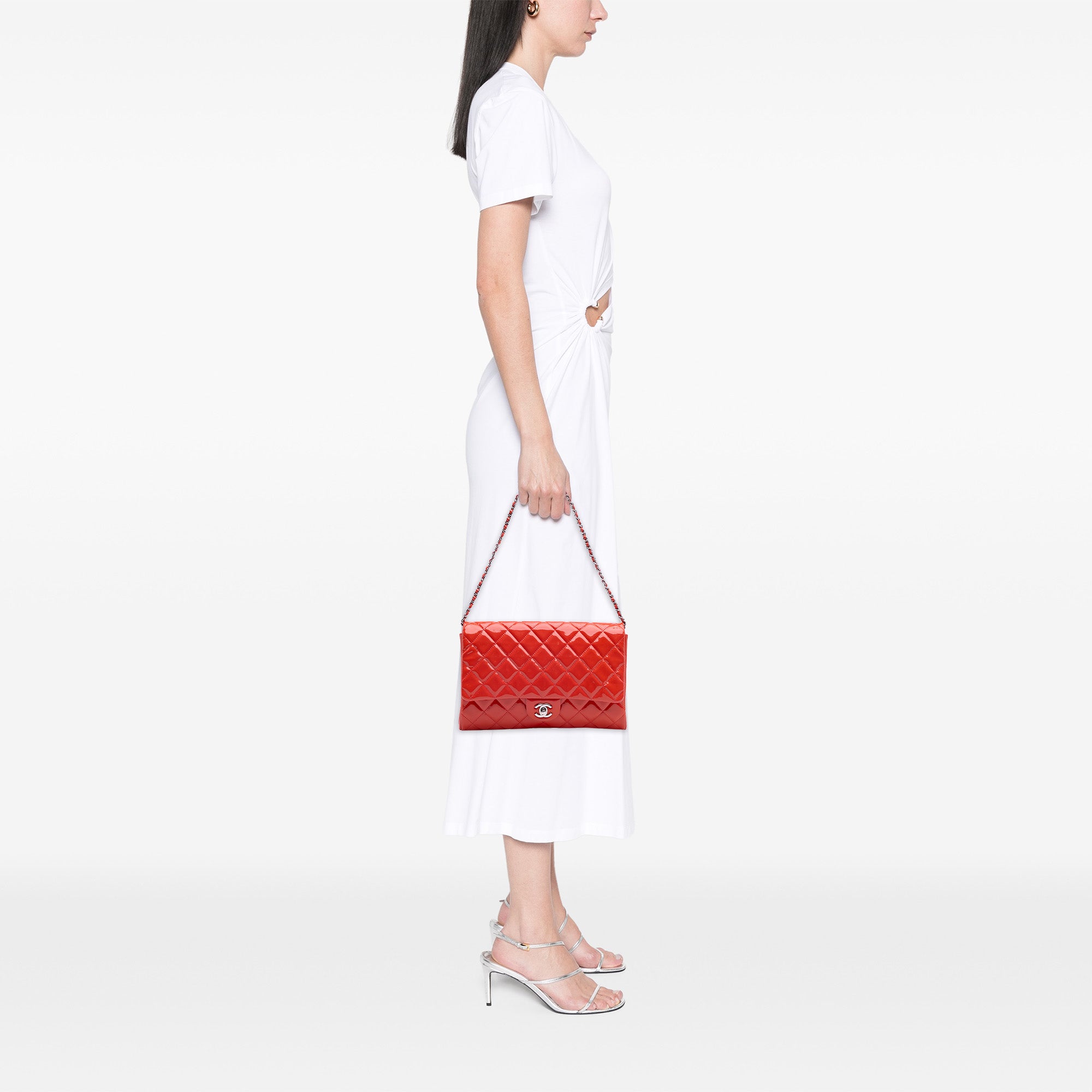 Chanel CC Quilted Patent Clutch with Chain - image 12