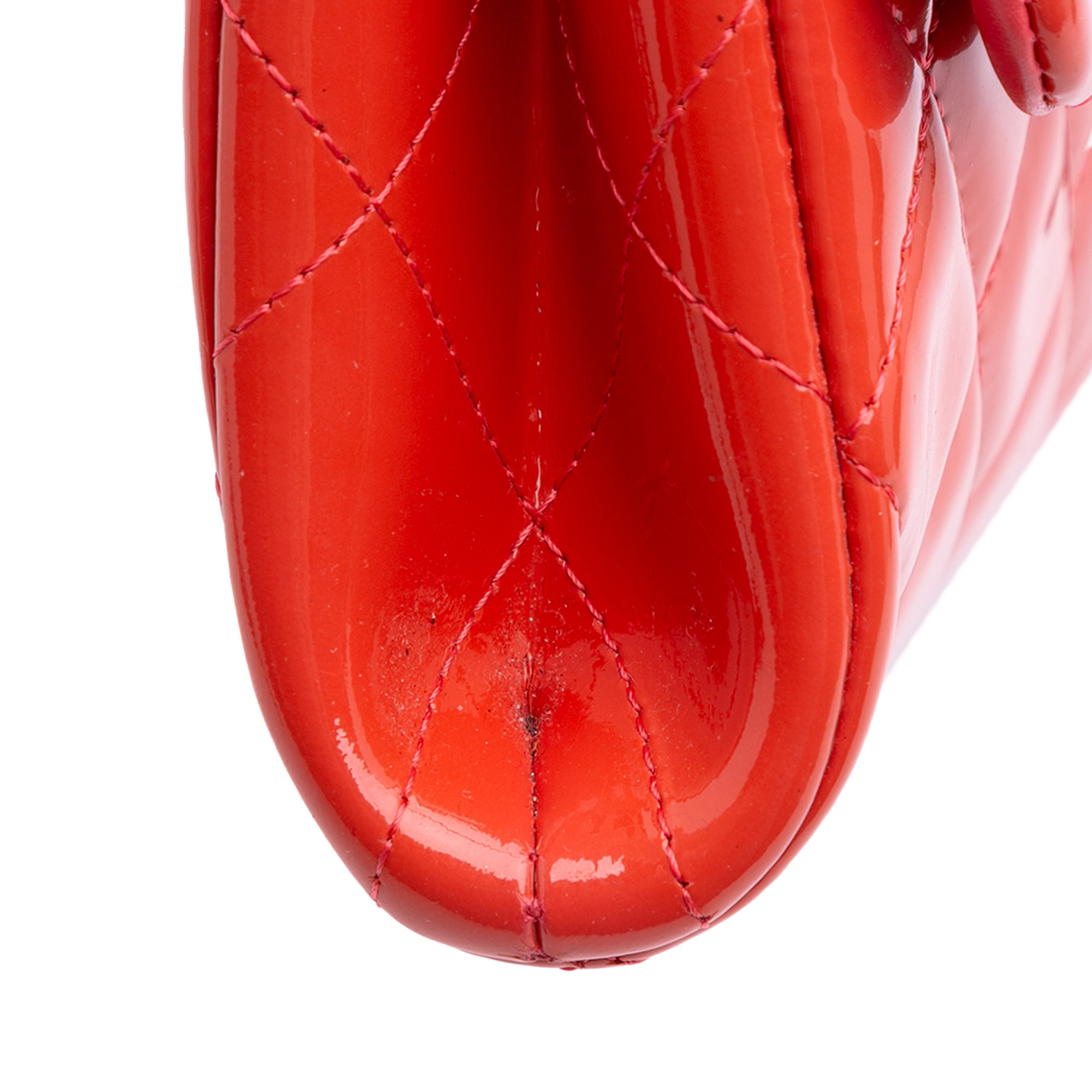 Chanel CC Quilted Patent Clutch with Chain - image 9