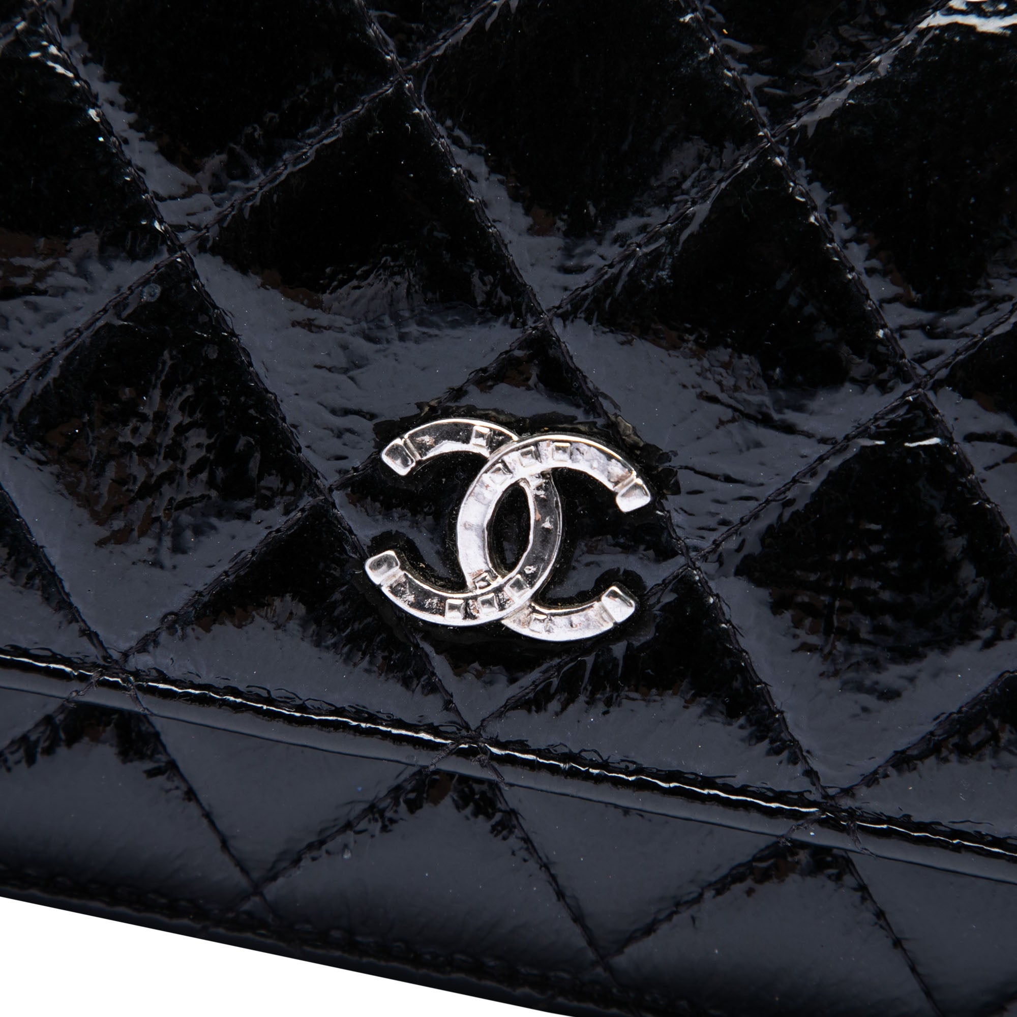 Chanel CC Quilted Shiny Aged Calfskin Wallet On Chain - image 5