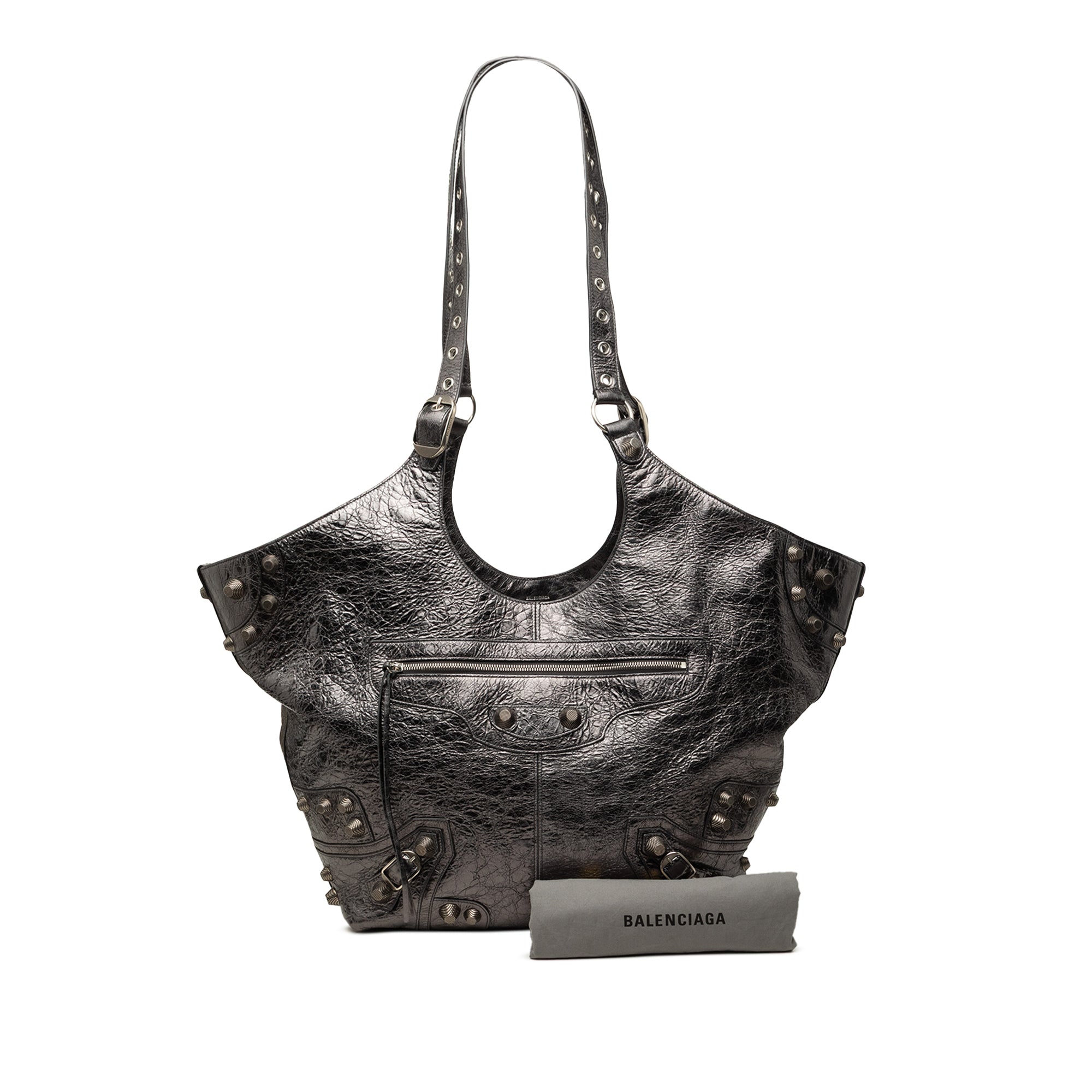 Balenciaga Medium Metallic Crinkled Lambskin Le Cagole Carry All Tote - image 7