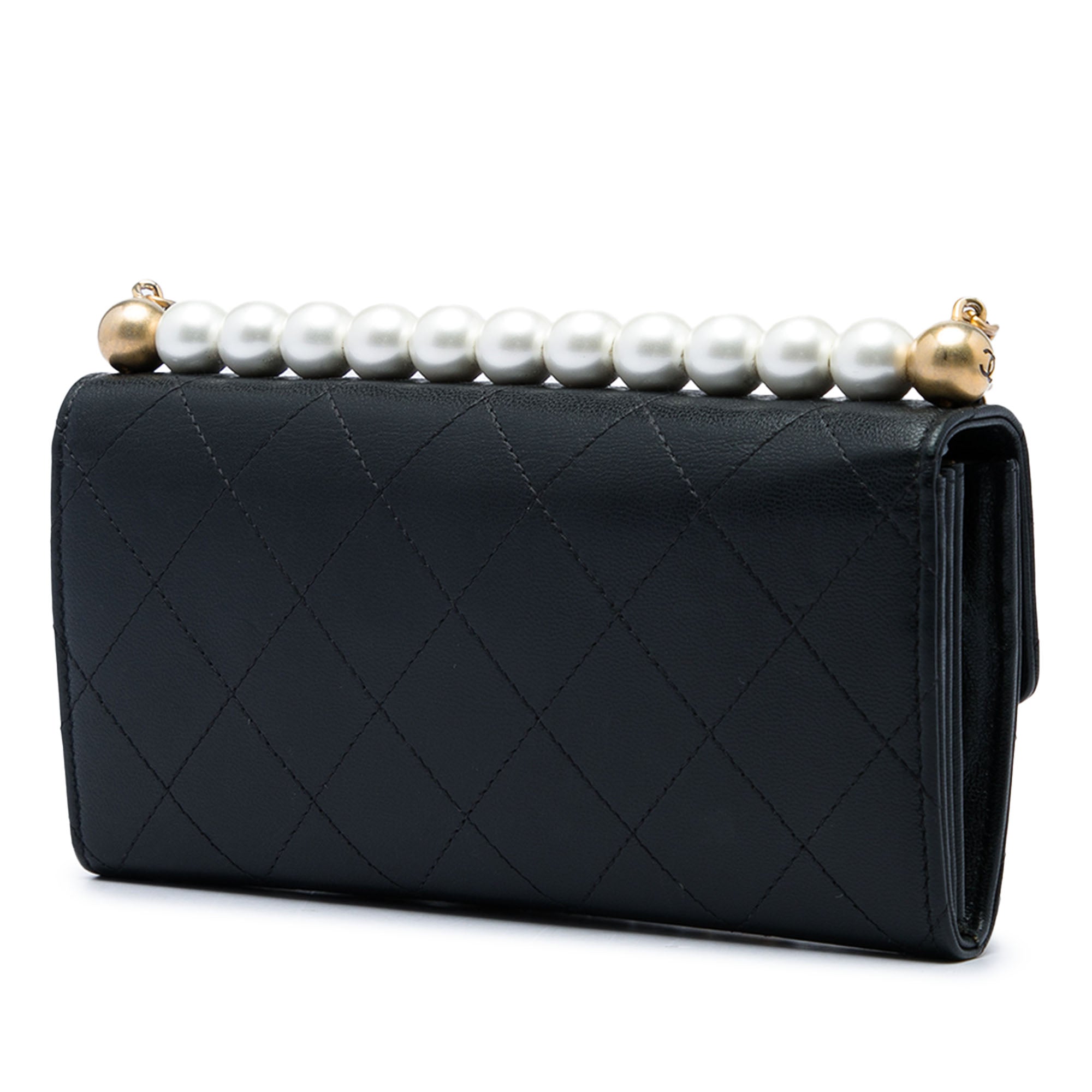 Chanel Quilted Goatskin Chic Pearls Clutch with Chain - image 2