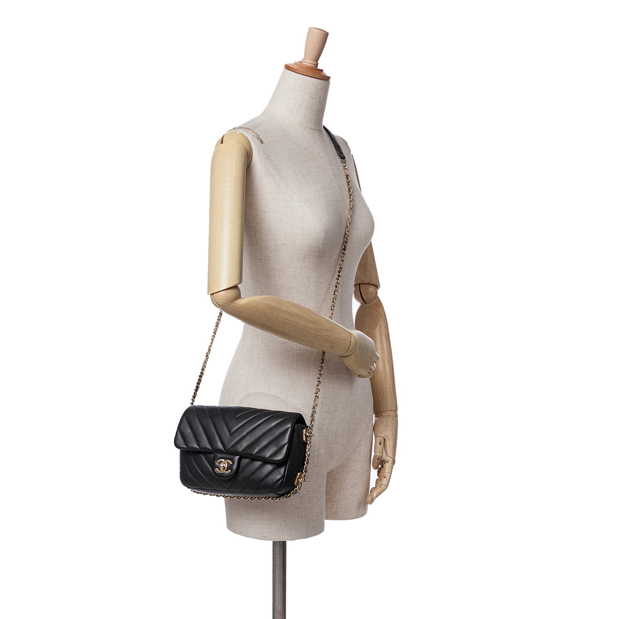 Chanel Mini Rectangular Chevron Lambskin Chain Around Flap - image 9