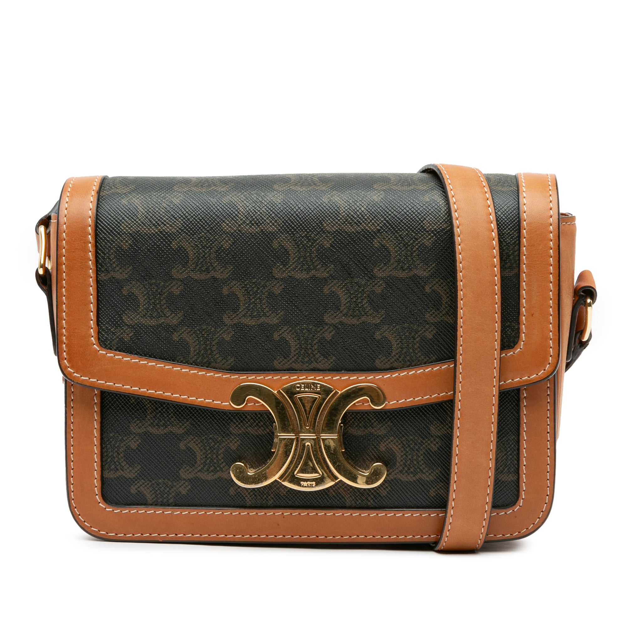 Celine Teen Triomphe Coated Canvas and Calfskin Triomphe Crossbody - image 1
