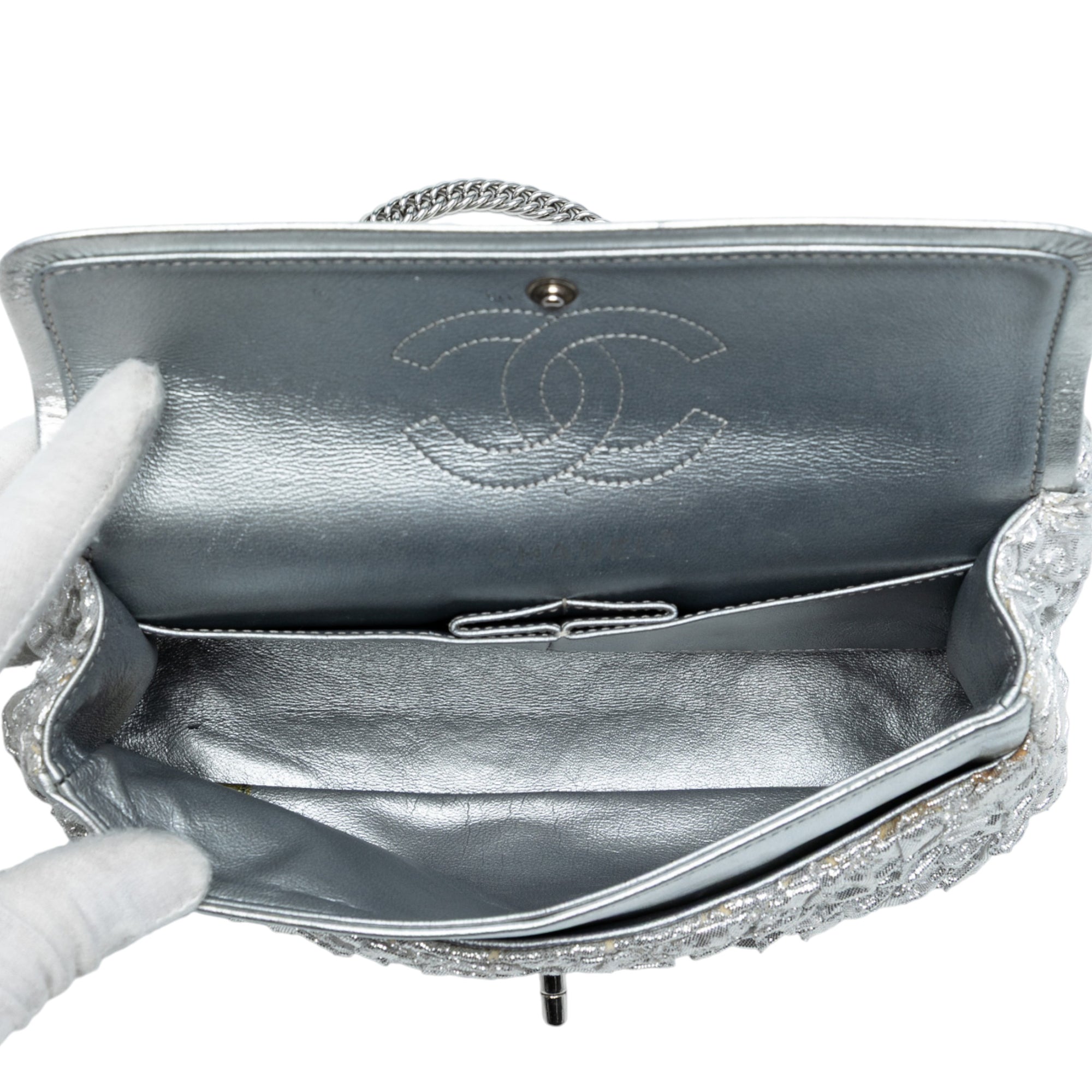 Chanel Small Classic Metallic Lame Bijoux Chain Double Flap - image 4