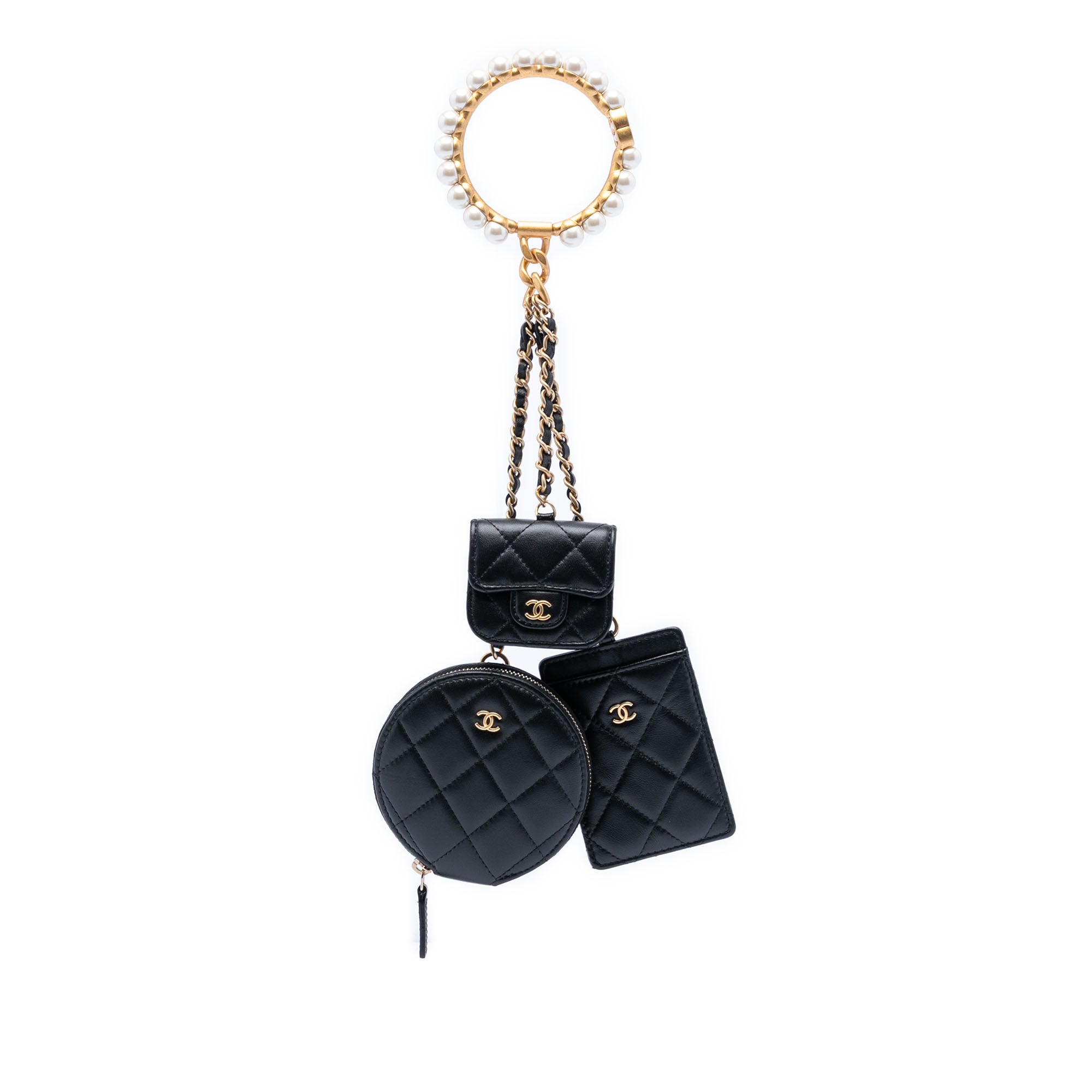 Chanel Quilted Lambskin Pearl Crown CC Wristlet Multi Pouches - image 1