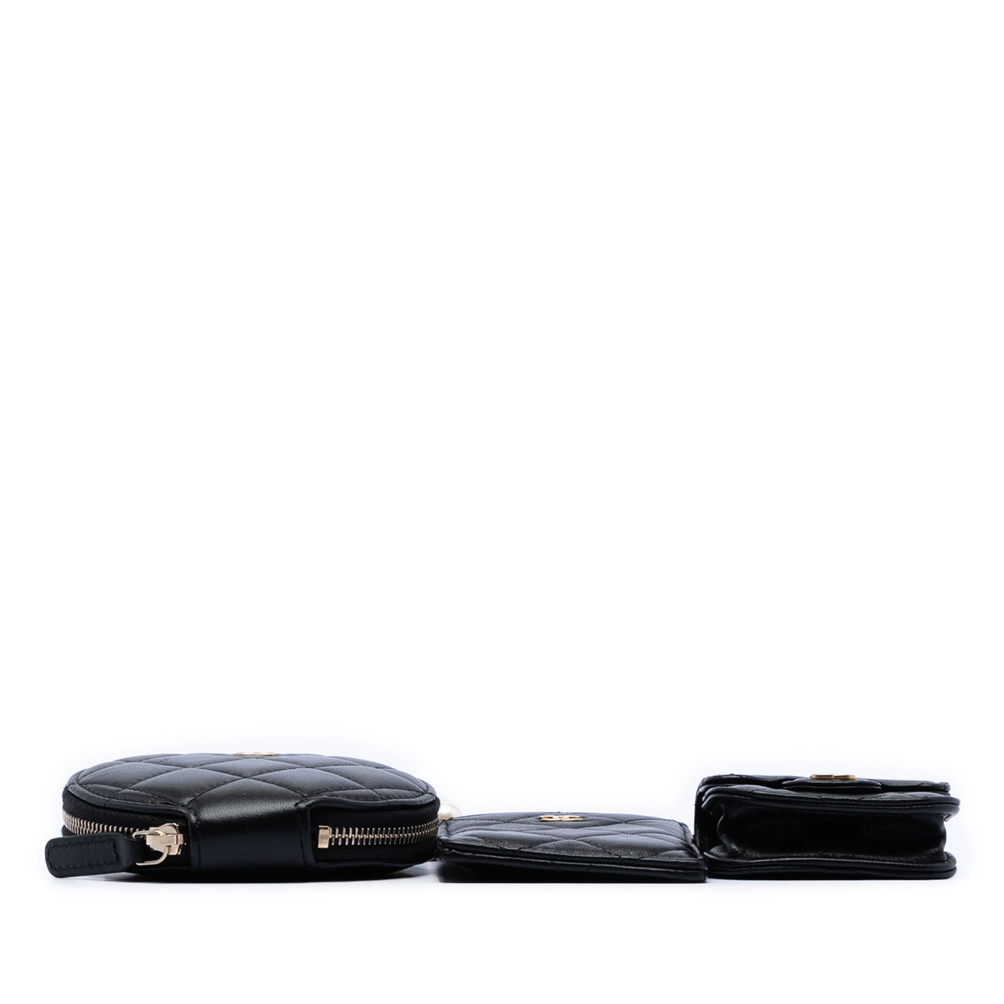 Chanel Quilted Lambskin Pearl Crown CC Wristlet Multi Pouches - image 3