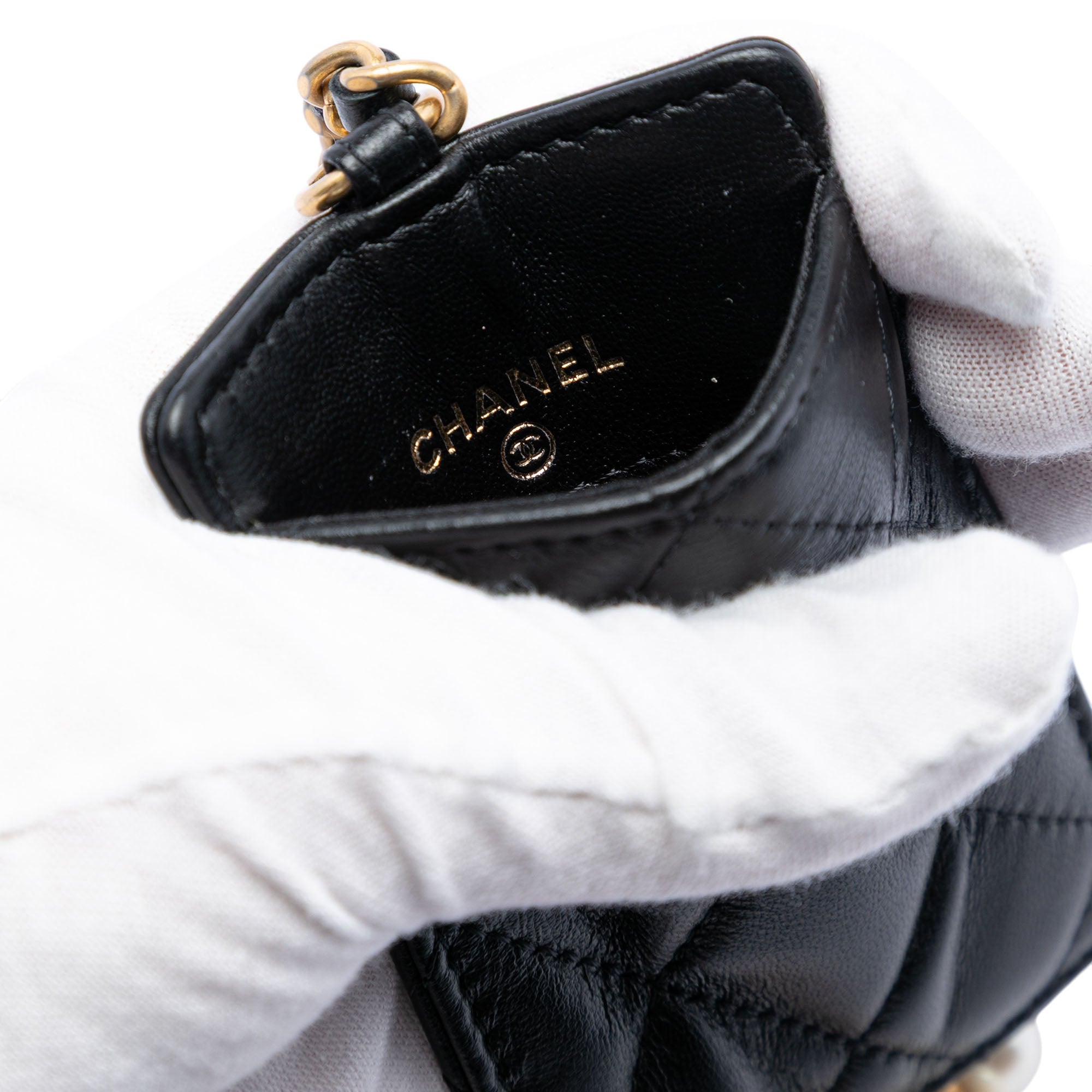 Chanel Quilted Lambskin Pearl Crown CC Wristlet Multi Pouches - image 6