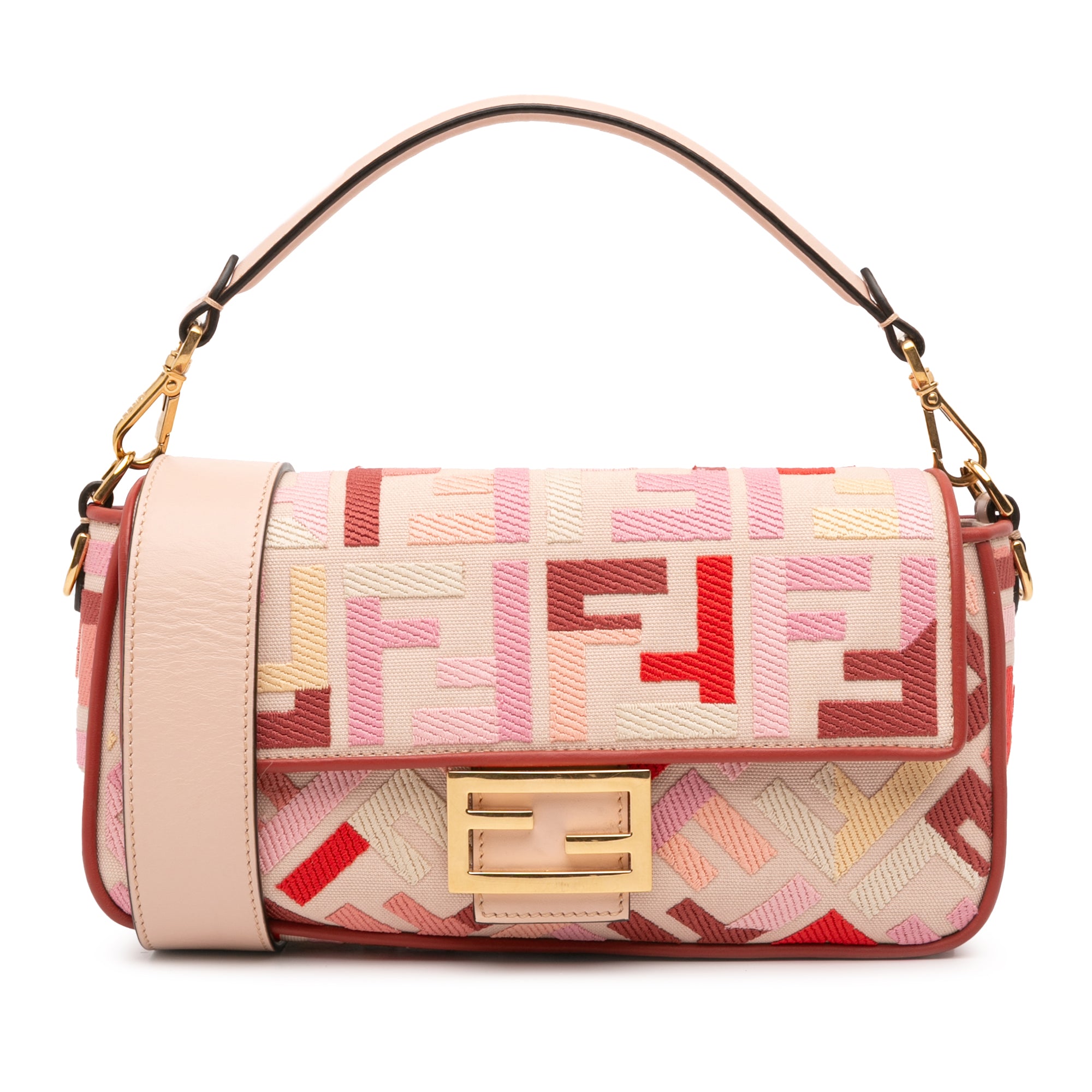 Fendi Zucca Embroidered Canvas Baguette Satchel - image 1