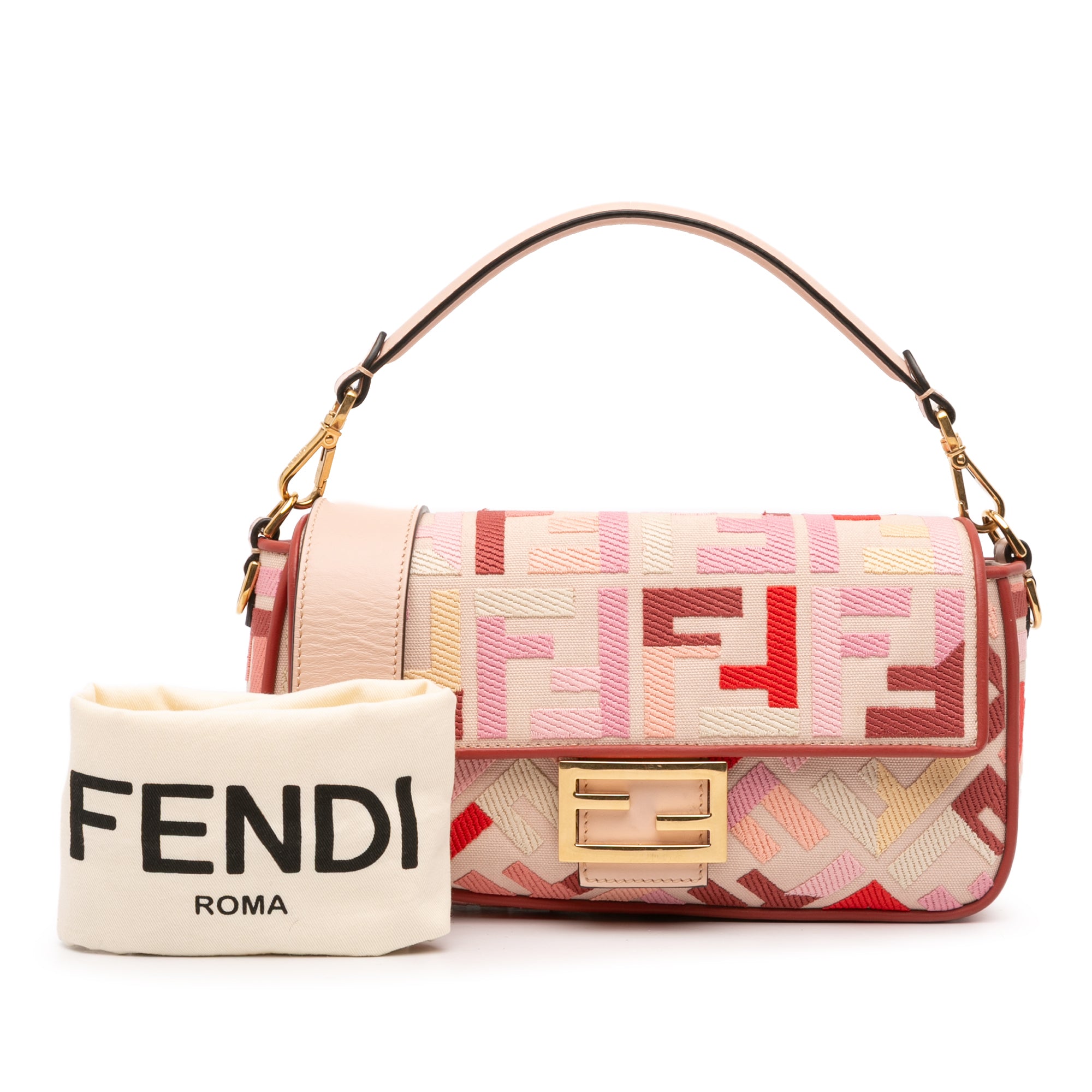 Fendi Zucca Embroidered Canvas Baguette Satchel - image 12