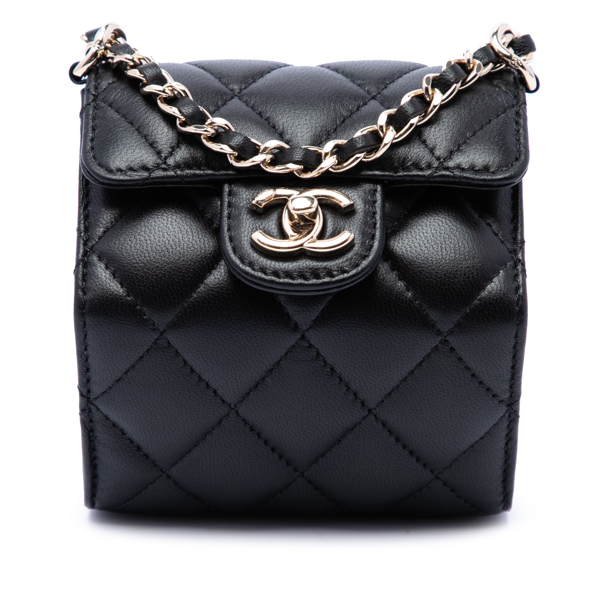 Chanel CC Quilted Lambskin Foldable Jewelry Box with Chain - image 1
