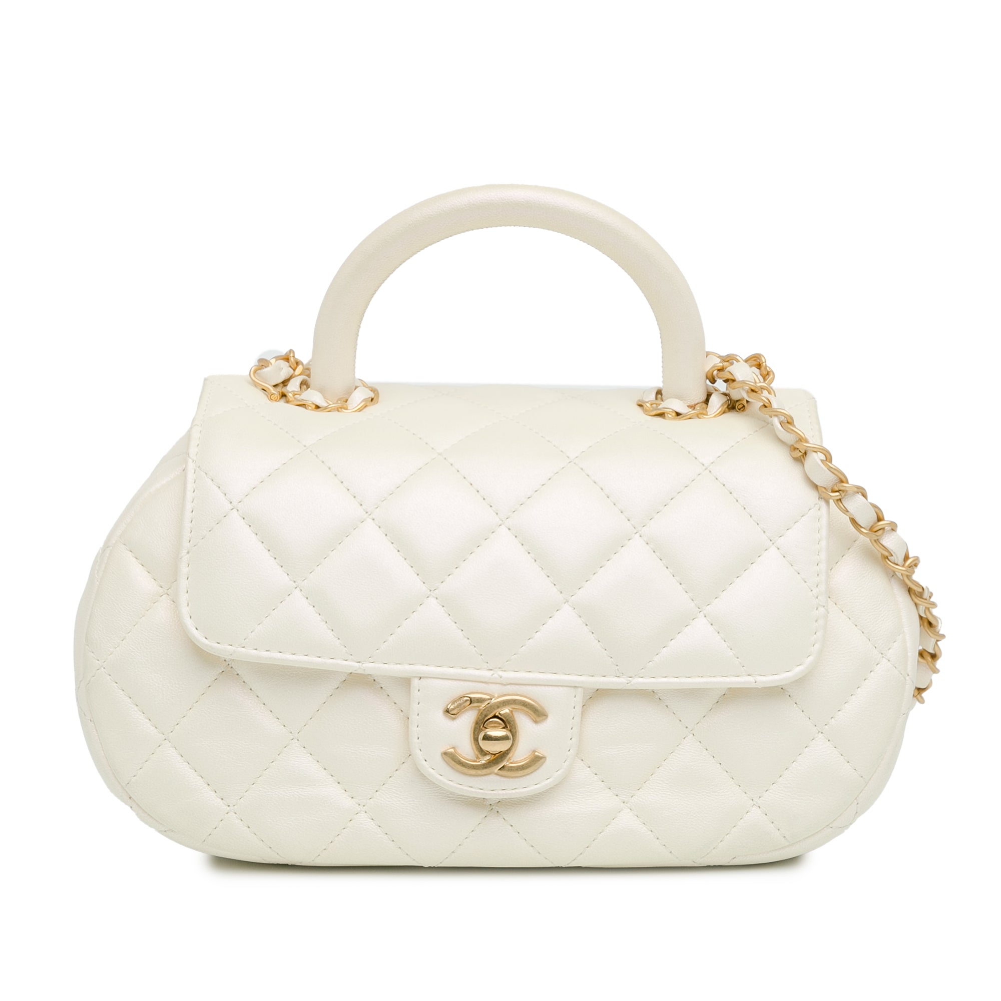 Chanel CC Quilted Lambskin Top Handle Bag - image 1