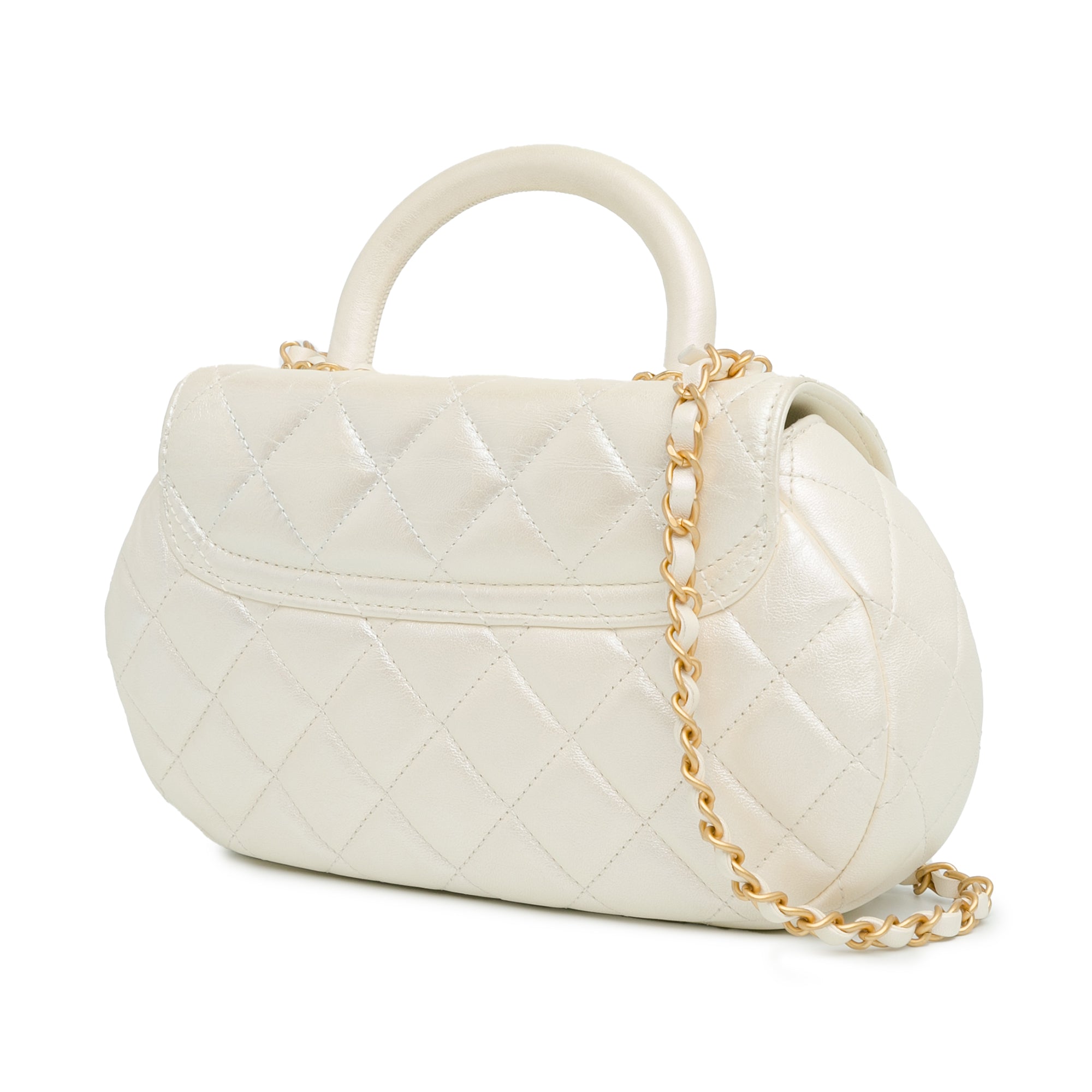 Chanel CC Quilted Lambskin Top Handle Bag - image 2