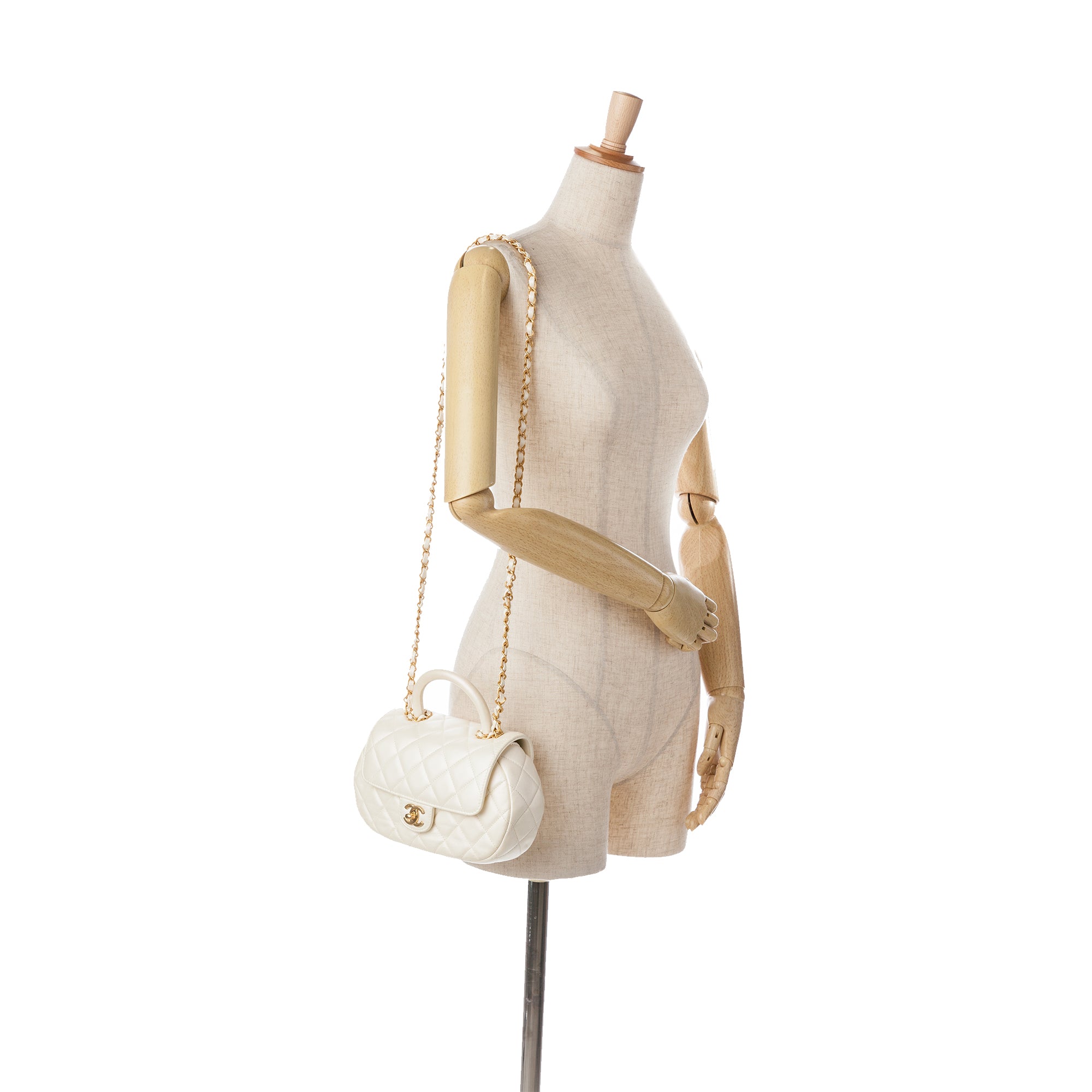 Chanel CC Quilted Lambskin Top Handle Bag - image 7