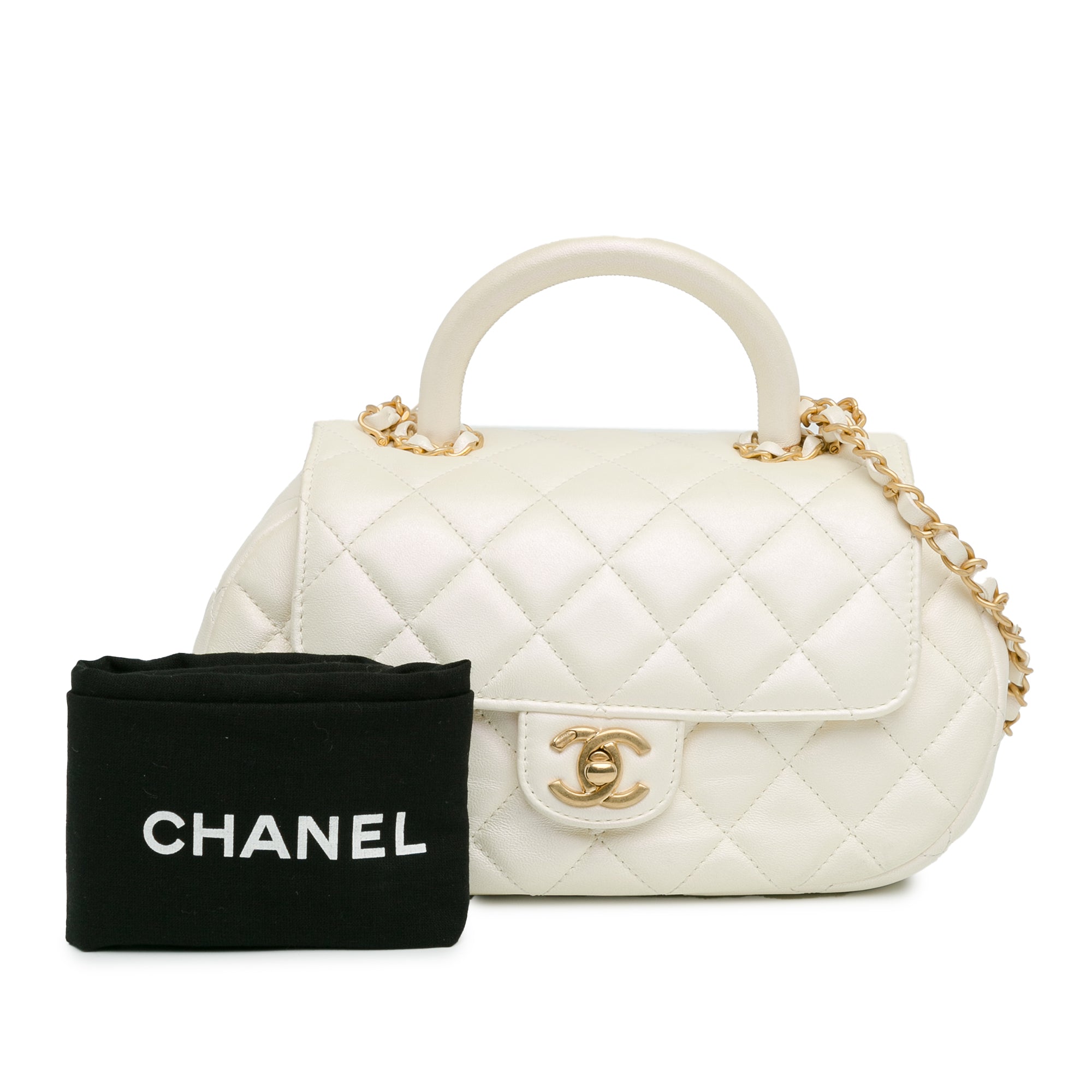 Chanel CC Quilted Lambskin Top Handle Bag - image 8