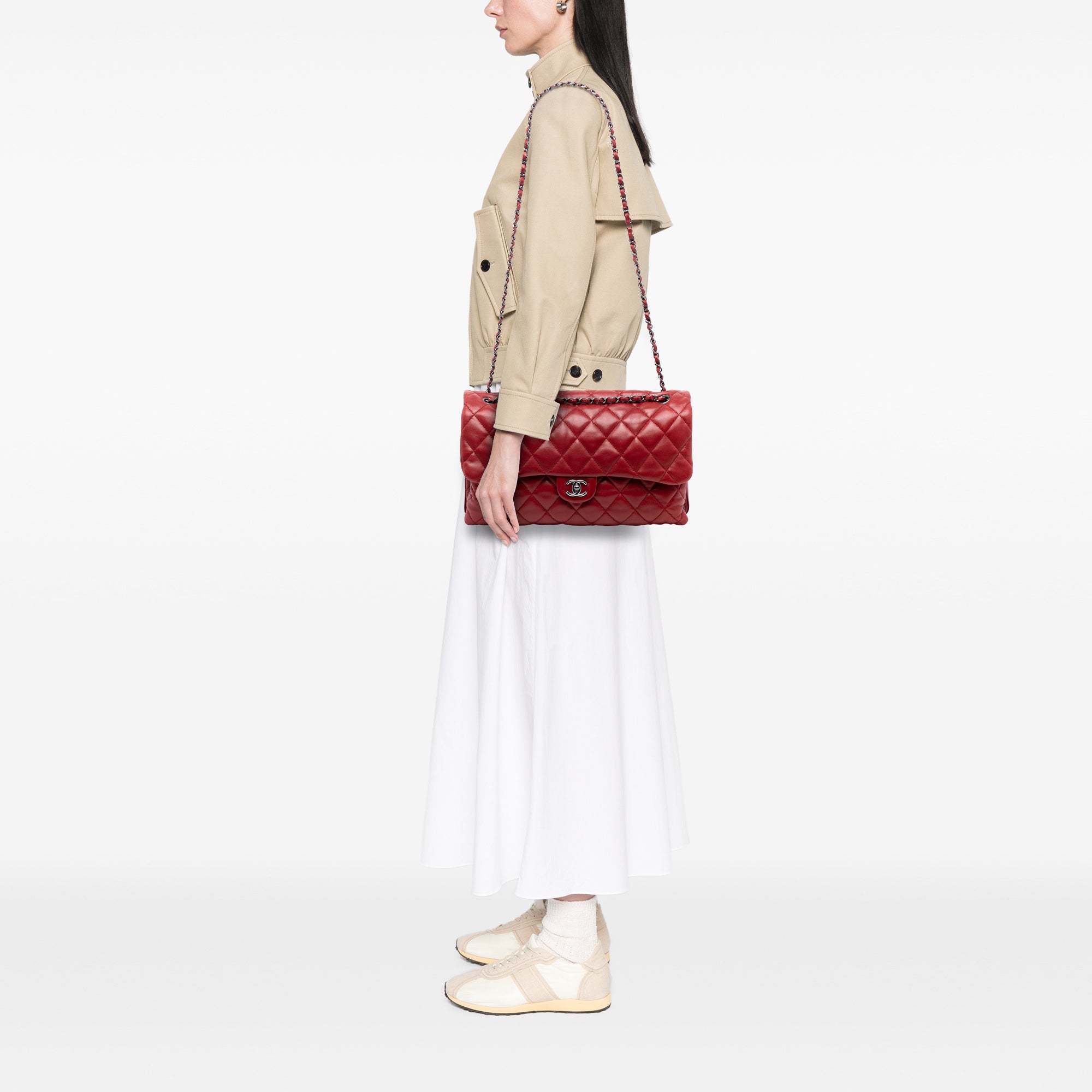 Chanel Maxi Quilted Lambskin 3 Accordion Flap - image 7