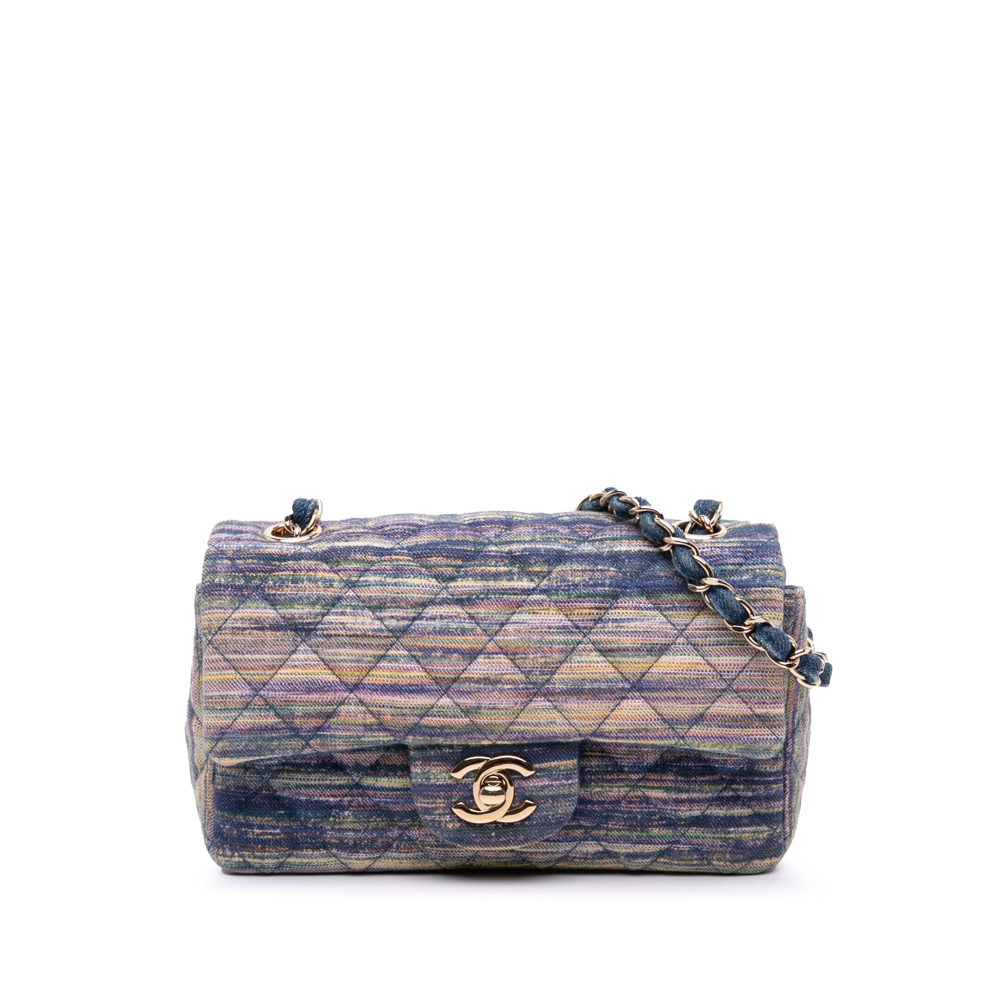 Chanel Mini Rectangular Classic Multicolor Denim Single Flap - image 1