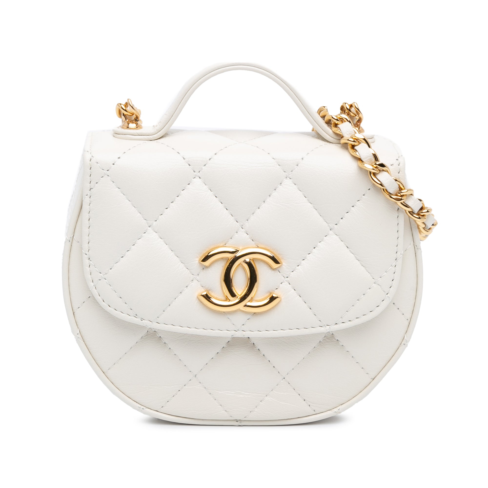 Chanel Mini CC Quilted Aged Calfskin Top Handle Clutch with Chain - image 1
