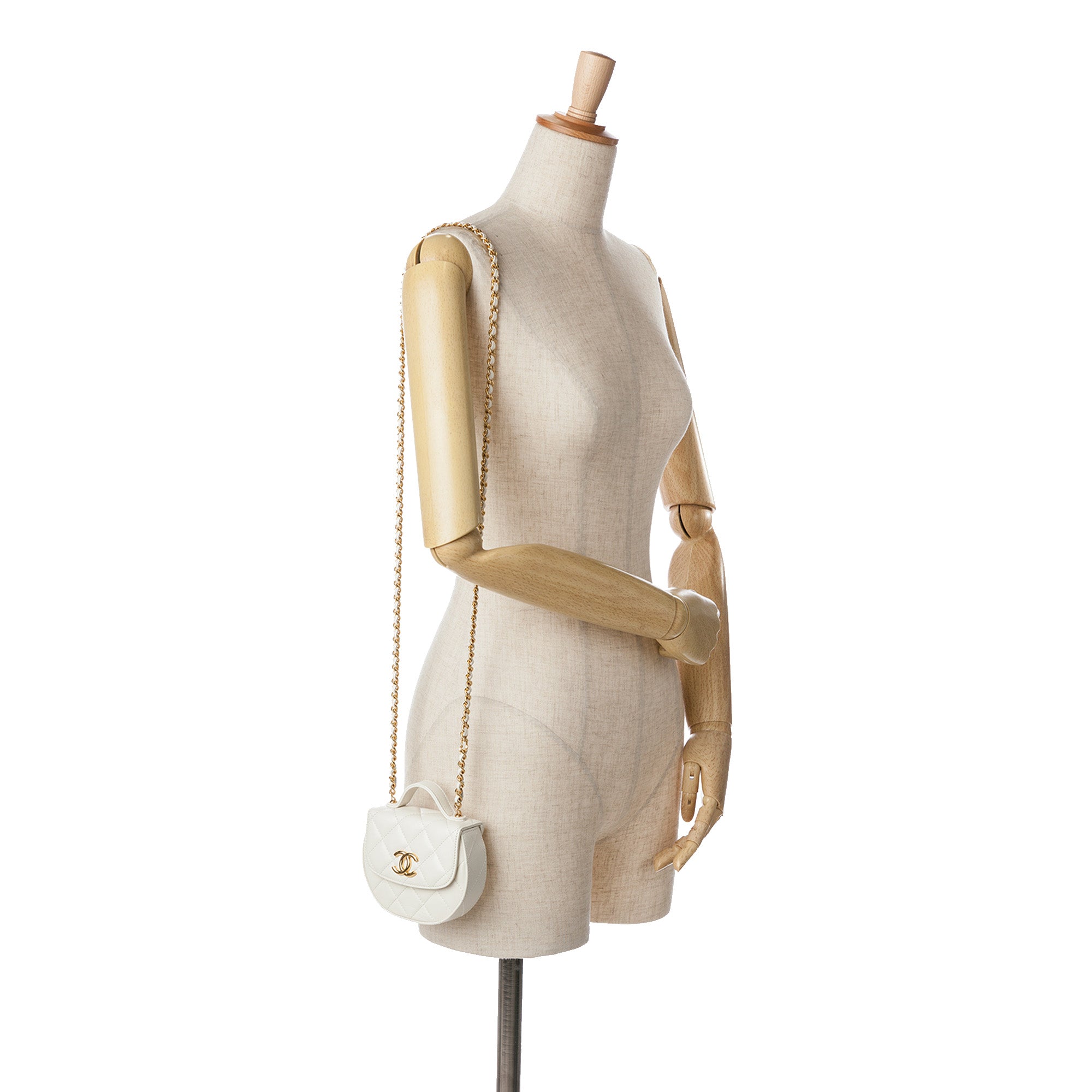 Chanel Mini CC Quilted Aged Calfskin Top Handle Clutch with Chain - image 7