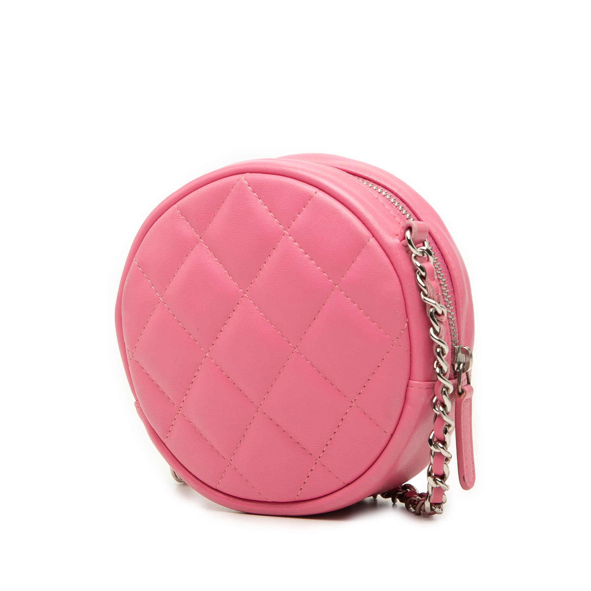 Chanel CC Quilted Lambskin Round Clutch With Chain - image 2