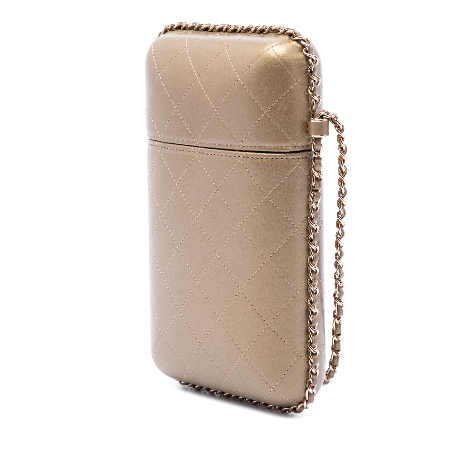 Chanel CC Quilted and Studded Metallic Lambskin Chain Around Phone Holder - image 2
