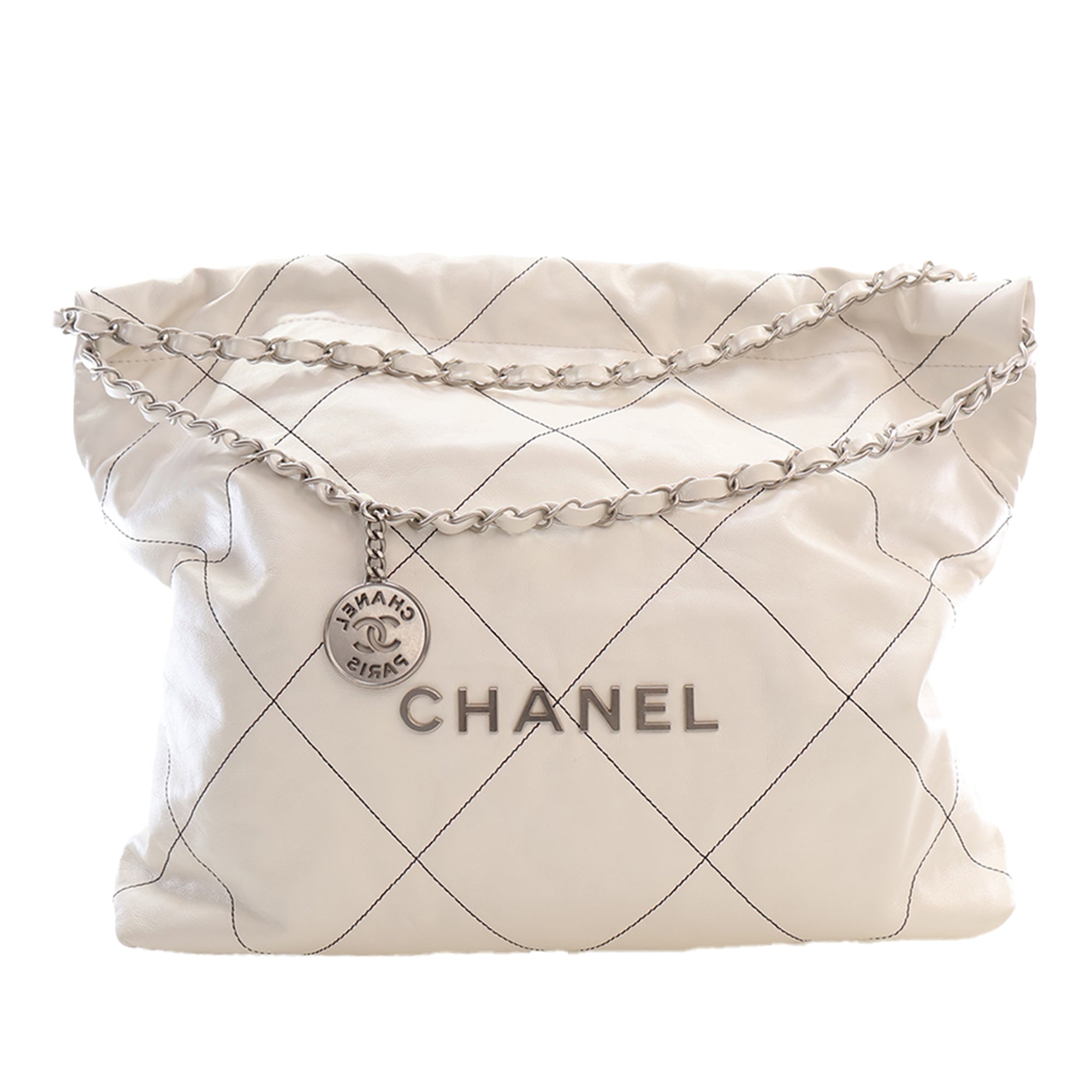 Chanel Small Quilted Shiny Calfskin 22 Handbag - image 1