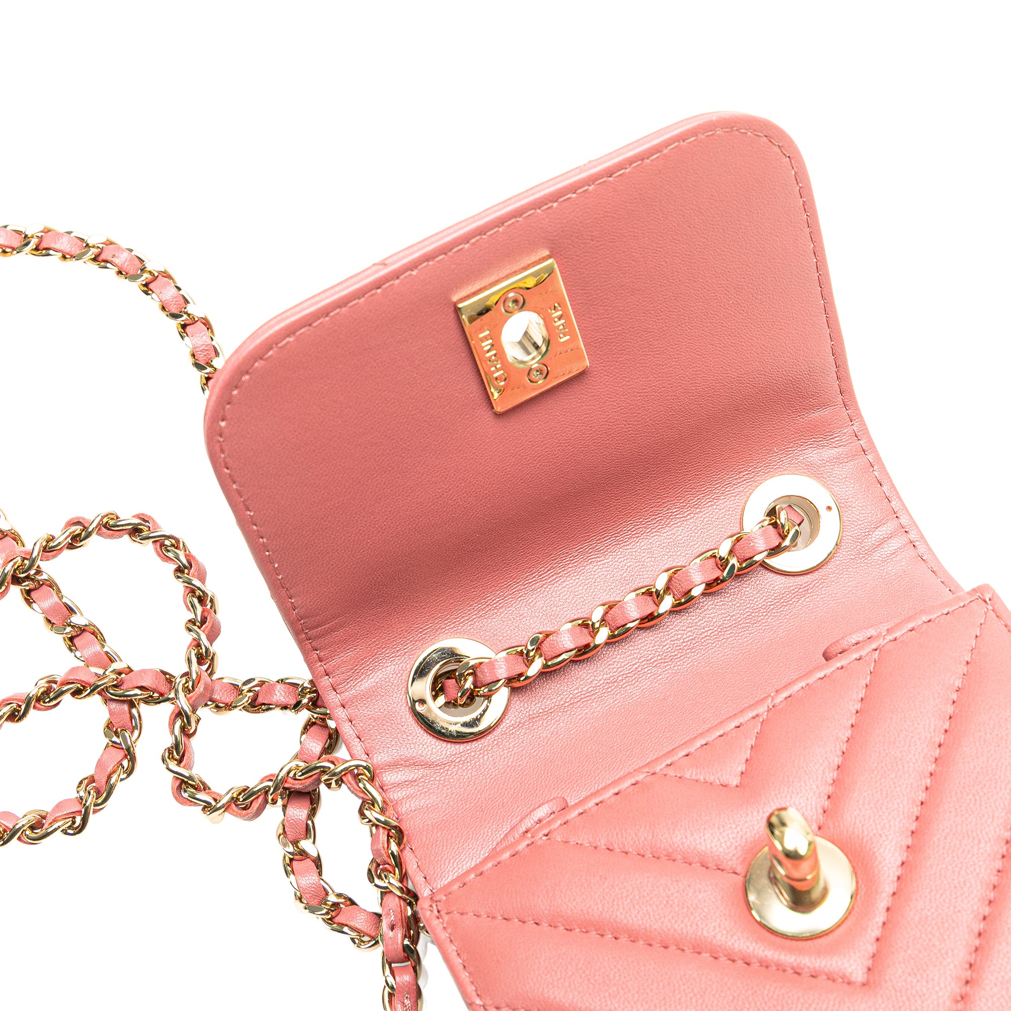 Chanel Mini Chevron Lambskin Trendy CC Chain Wallet - image 12