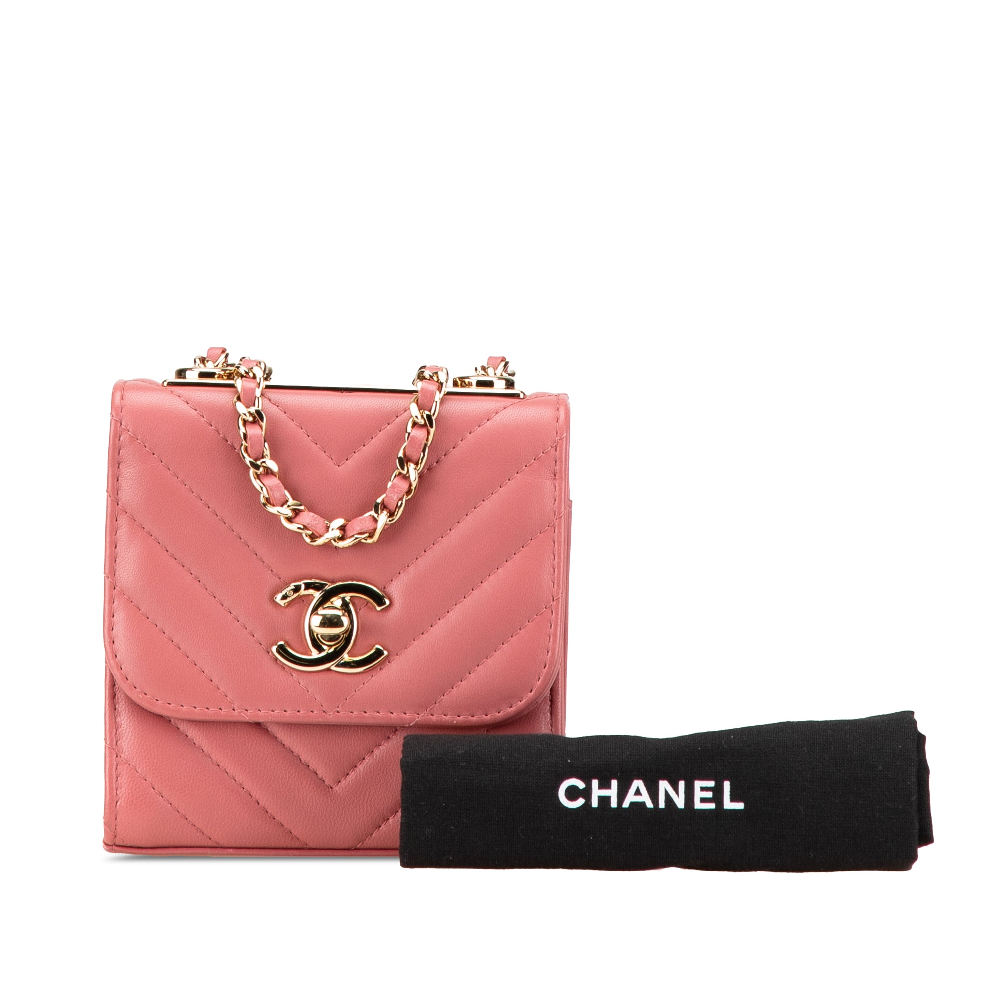 Chanel Mini Chevron Lambskin Trendy CC Chain Wallet - image 14
