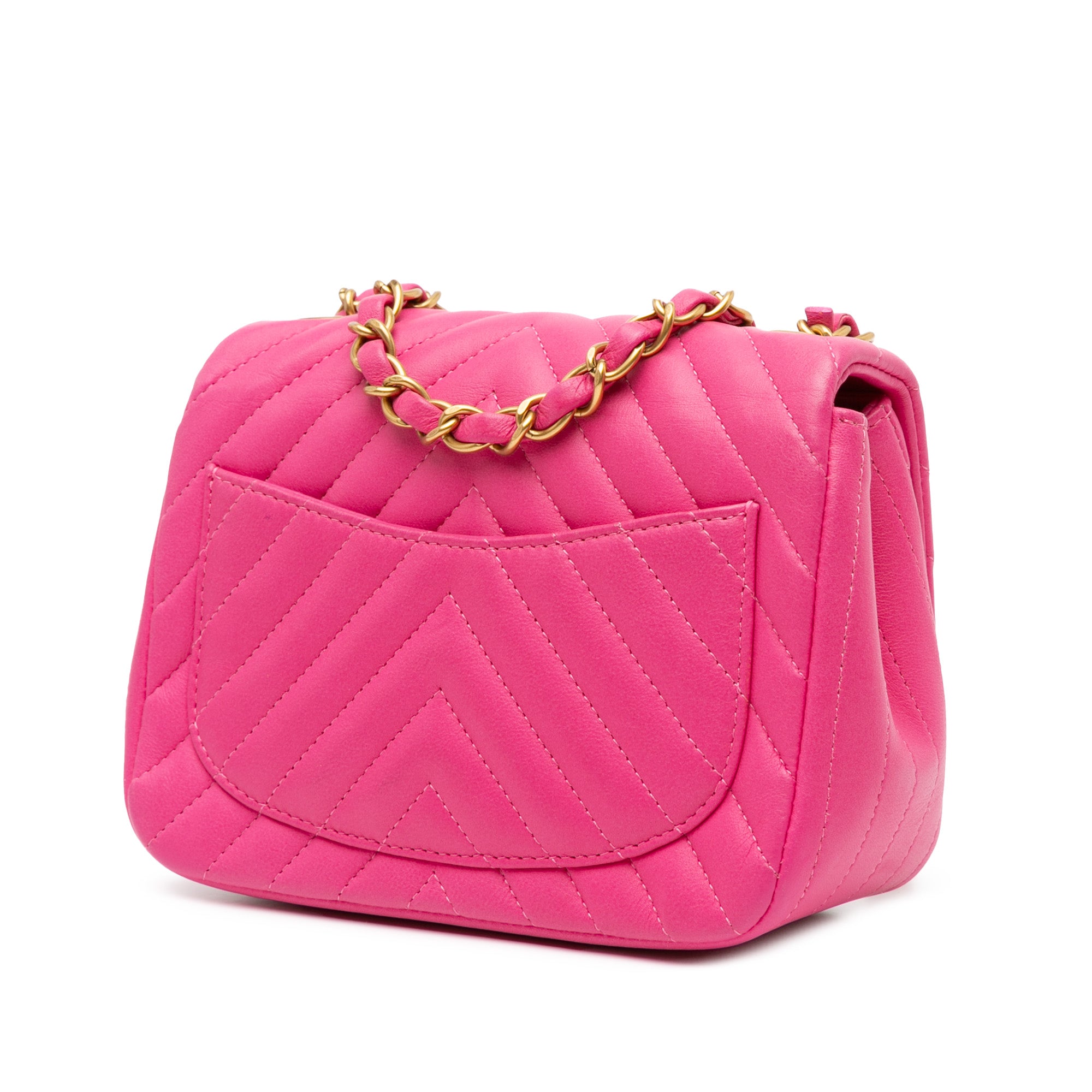 Chanel Mini Square Classic Chevron Lambskin Single Flap - image 2