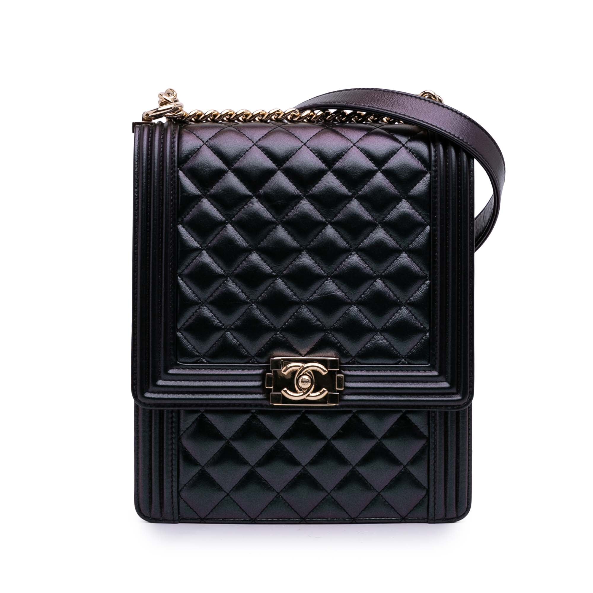 Chanel Quilted Iridescent Calfskin North South Boy Flap - image 1