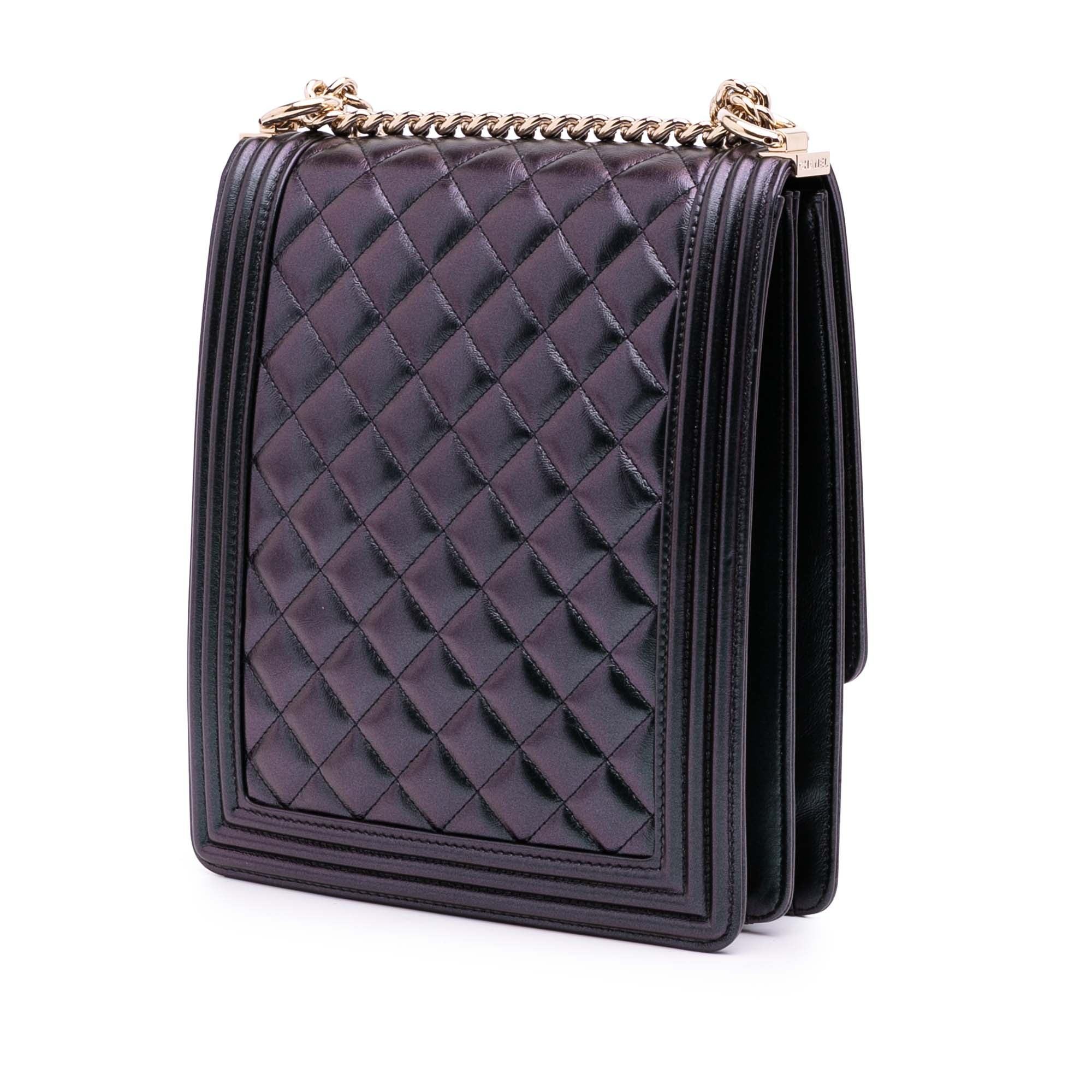 Chanel Quilted Iridescent Calfskin North South Boy Flap - image 2