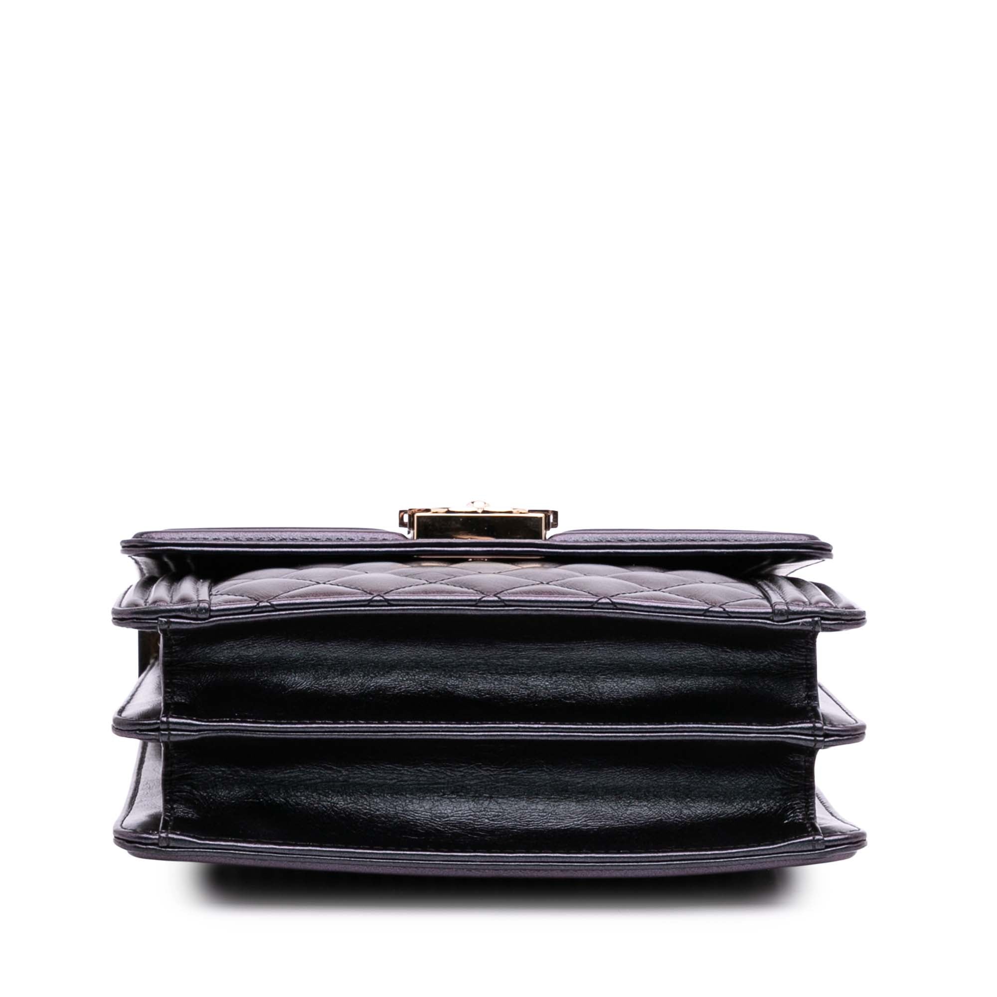 Chanel Quilted Iridescent Calfskin North South Boy Flap - image 3