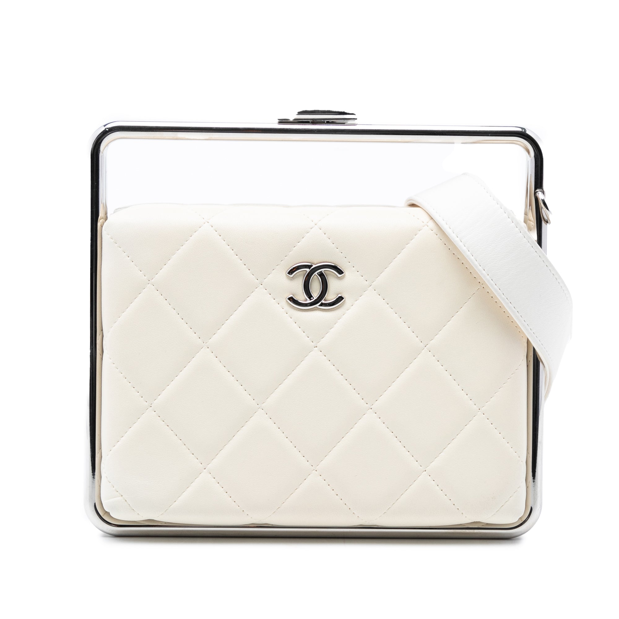 Chanel Quilted Lambskin Metal Bar Convertible Clutch - image 1