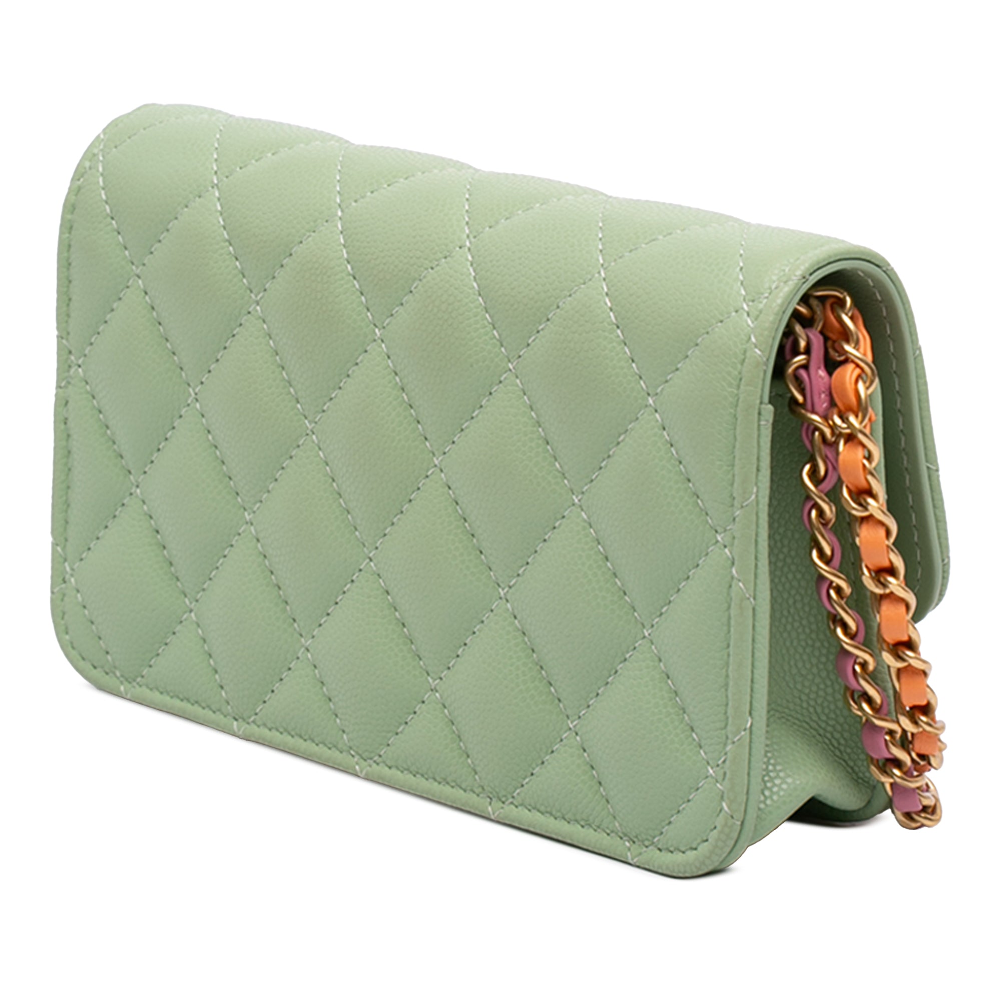 Chanel Mini CC Quilted Caviar Clutch With Chain - image 2