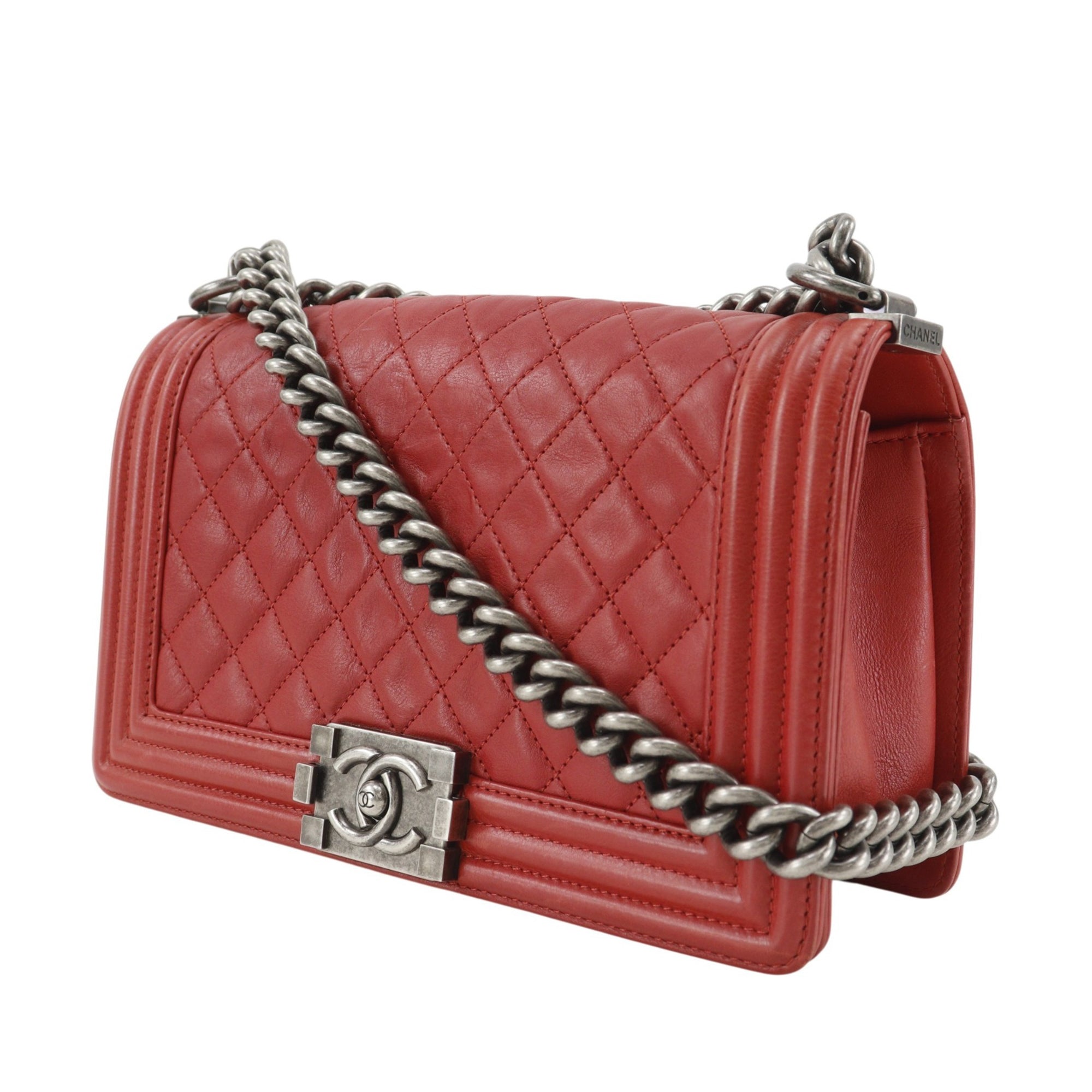 Chanel Old Medium Quilted Lambskin Boy Flap - image 2