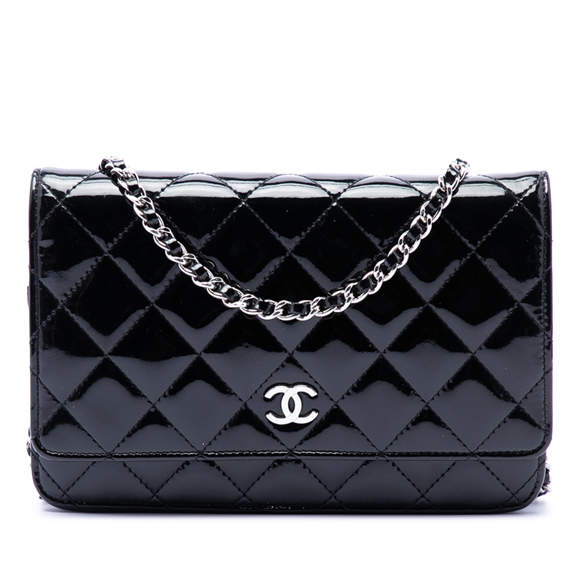 Chanel CC Quilted Patent Wallet On Chain - image 1