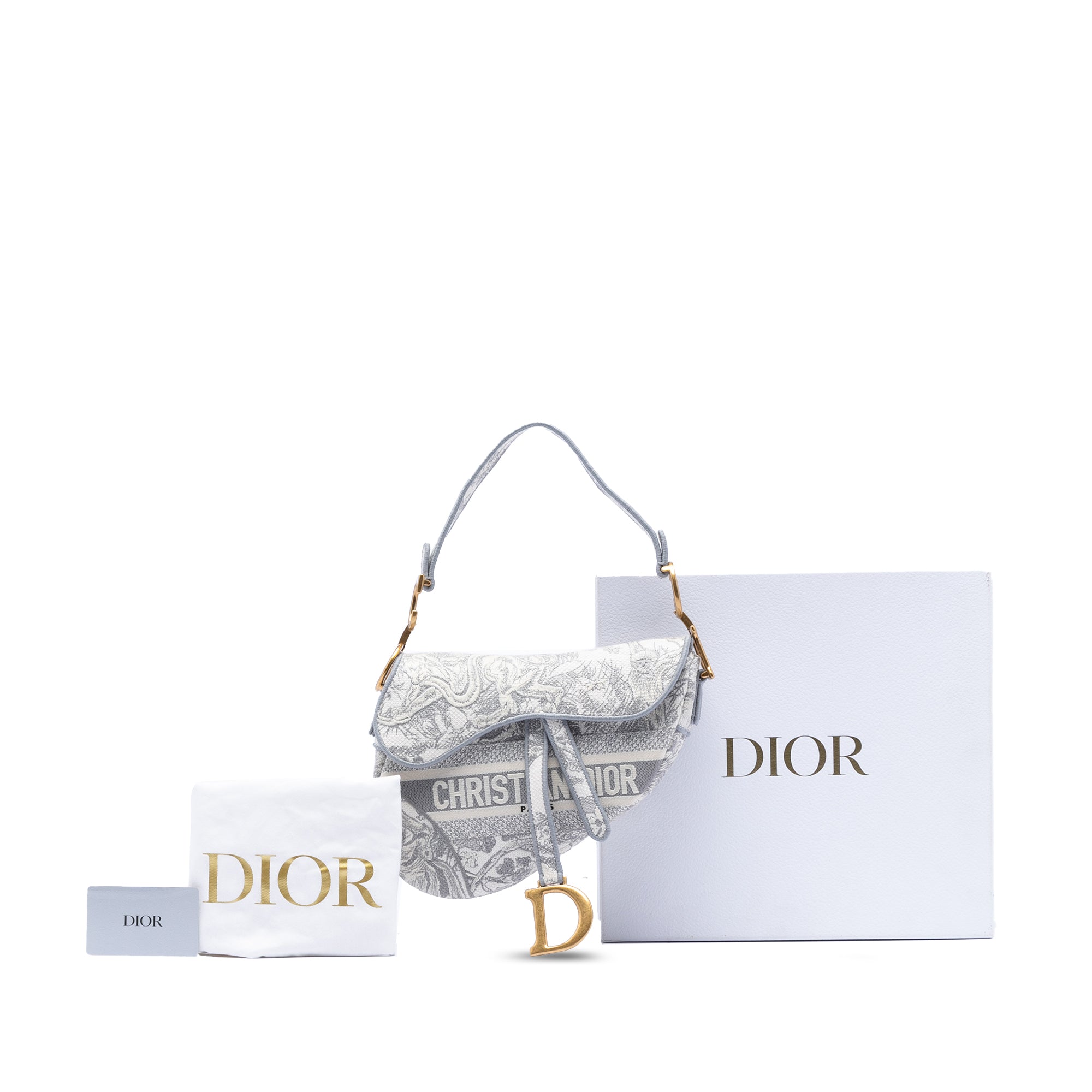 Dior Canvas Embroidered Toile de Jouy Saddle Bag - image 8