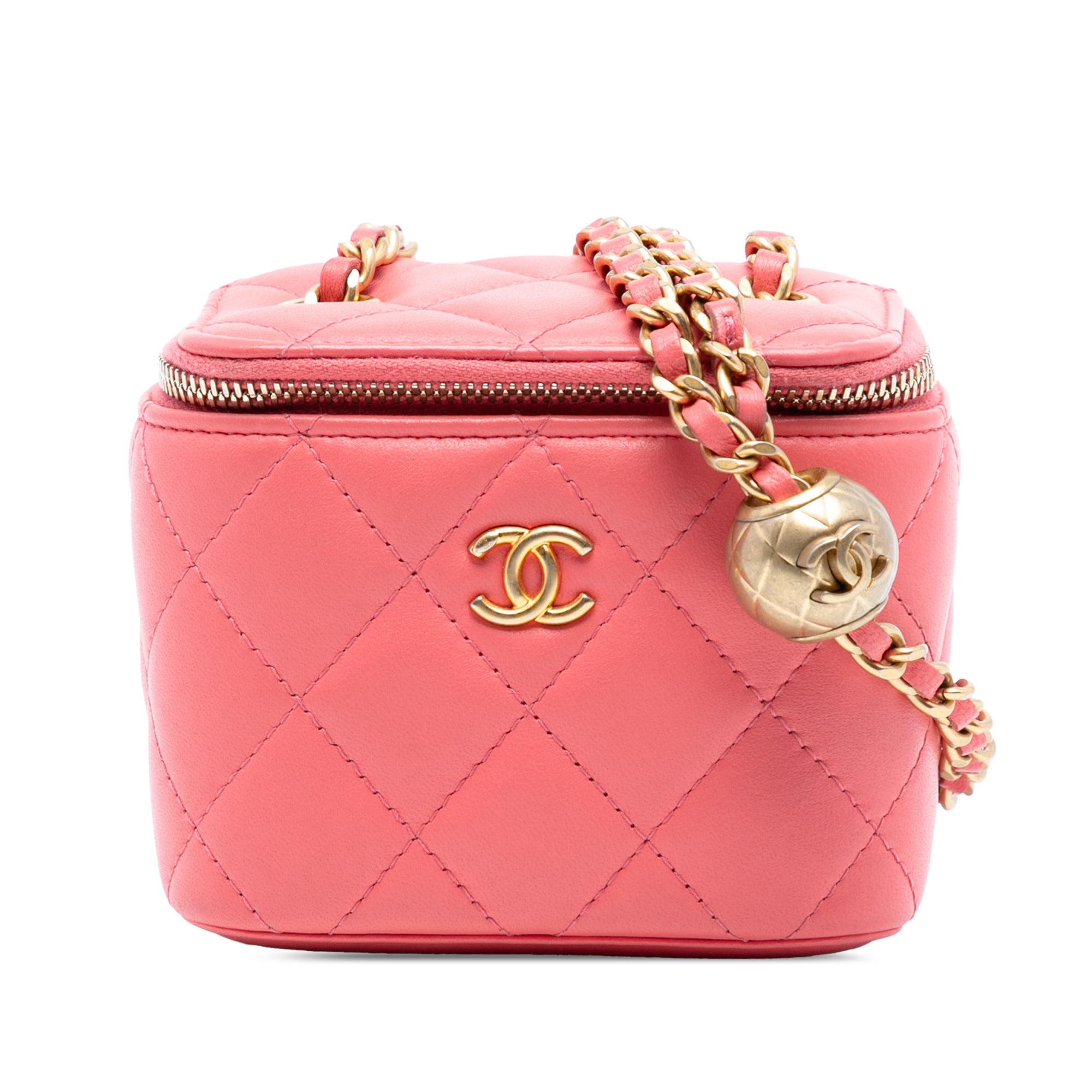 Chanel Mini Quilted Lambskin Pearl Crush Vanity Case With Chain - image 1