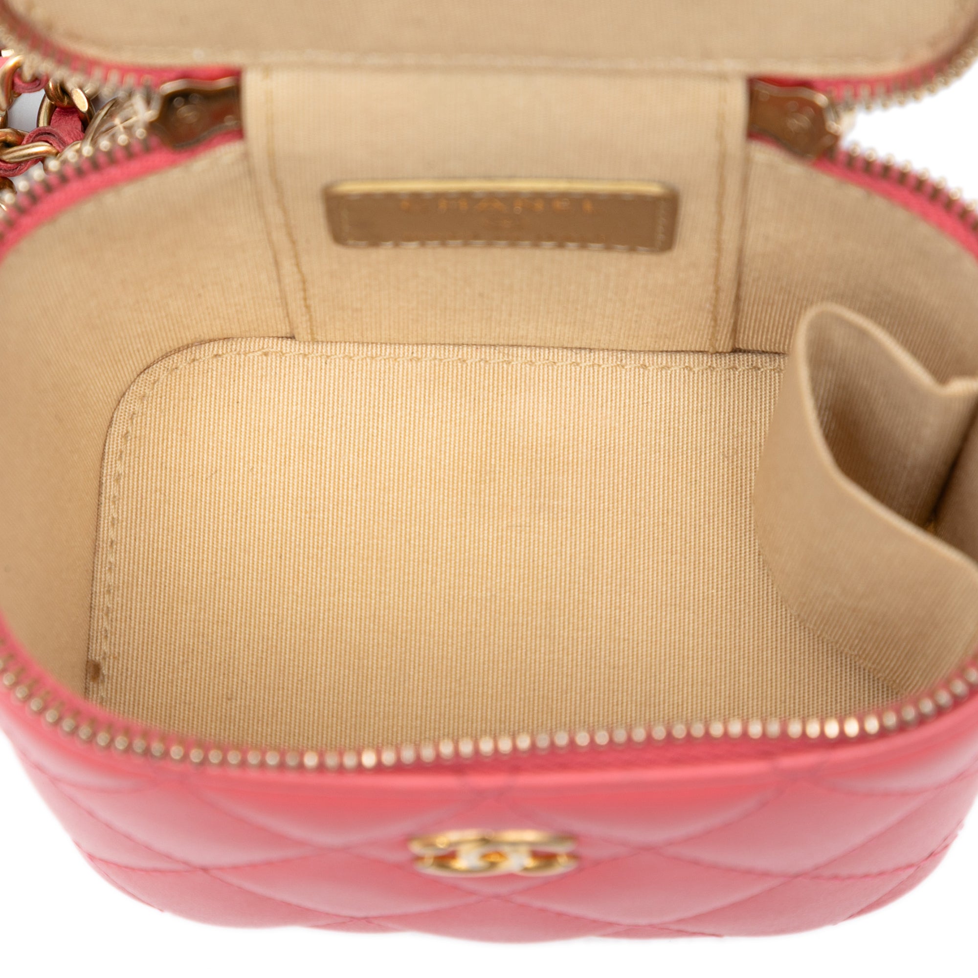 Chanel Mini Quilted Lambskin Pearl Crush Vanity Case With Chain - image 4