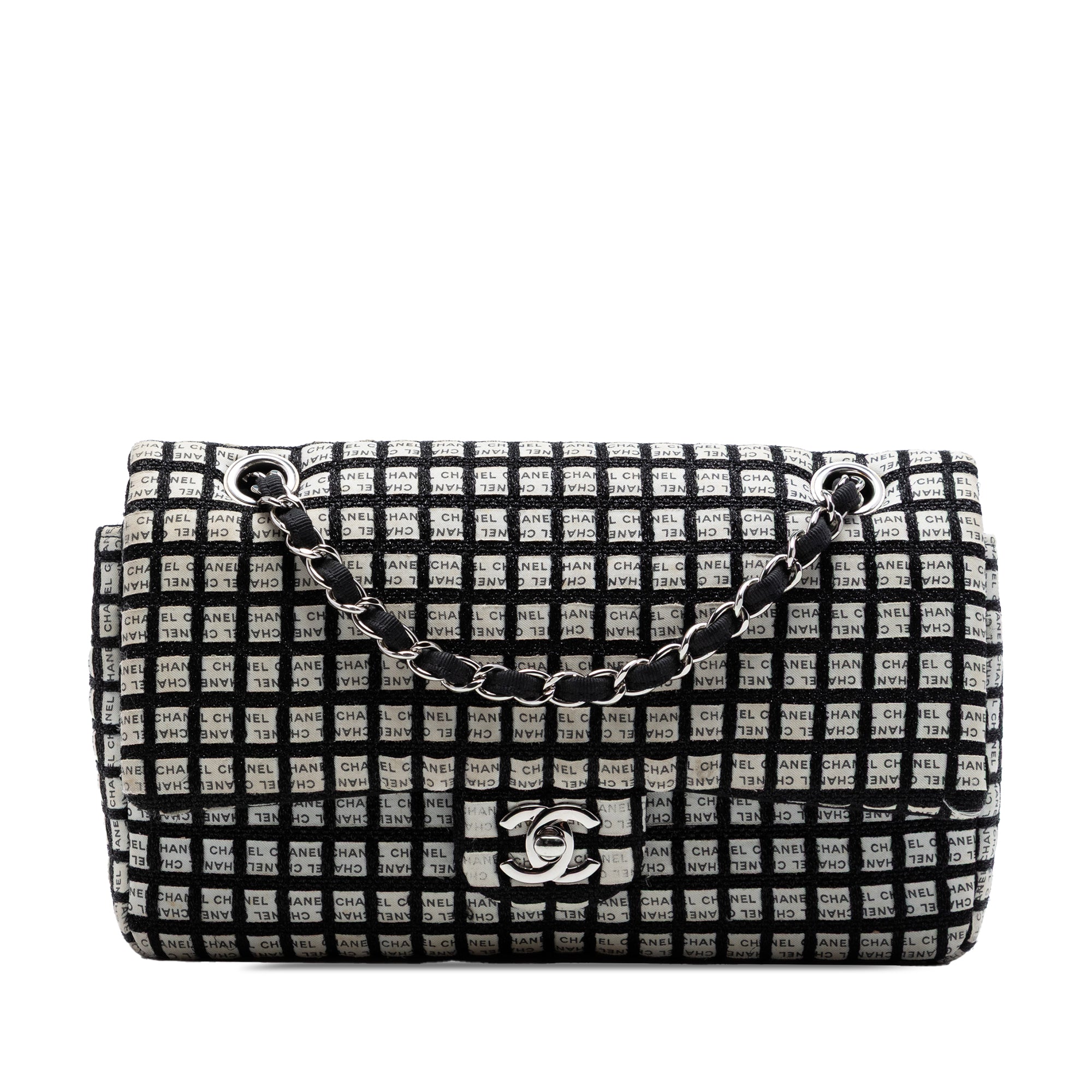 Chanel Medium Classic Tweed and Ribbon Logo Double Flap - image 1